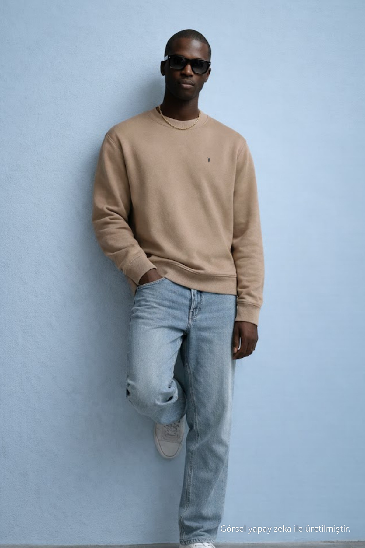 Erkek Nakışlı Parlak Karamel Sweatshirt 3