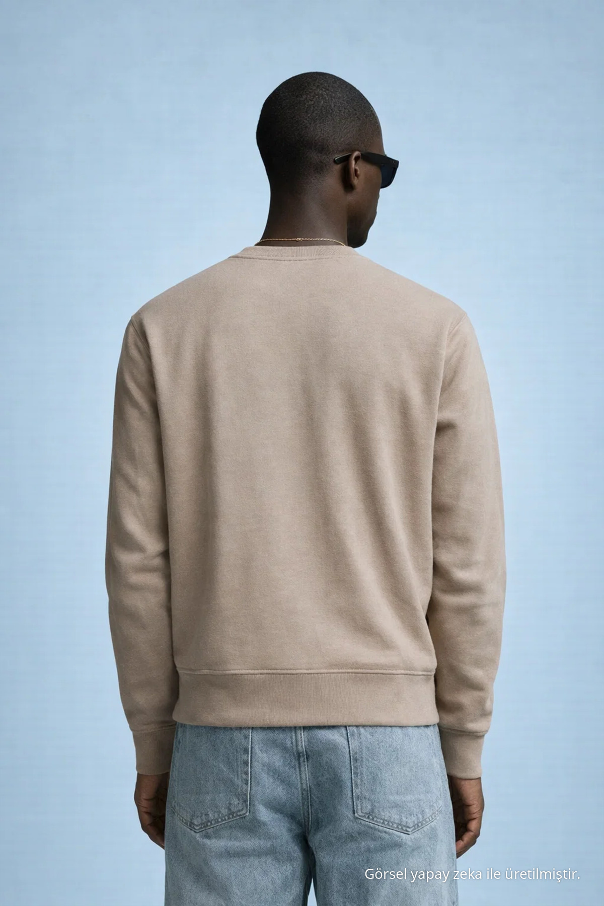 Erkek Nakışlı Parlak Karamel Sweatshirt 5
