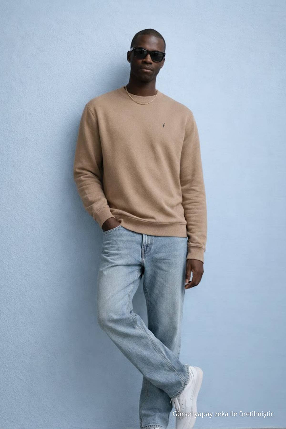 Erkek Nakışlı Parlak Karamel Sweatshirt 4