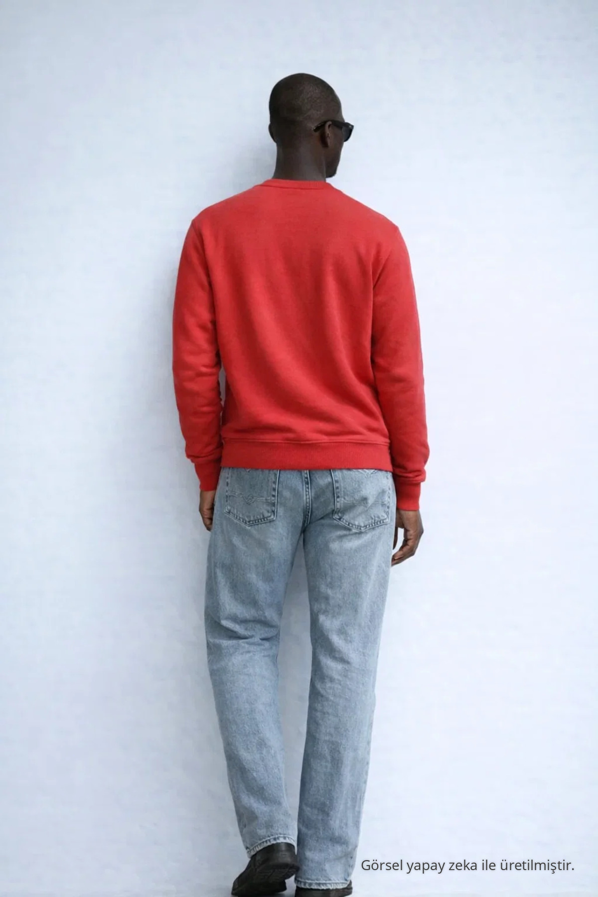 Erkek Nakışlı Parlak KIRMIZI Sweatshirt 5