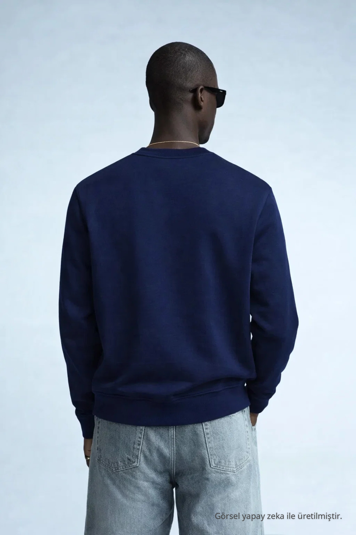 Erkek Nakışlı Parlak LACİVERT Sweatshirt 6