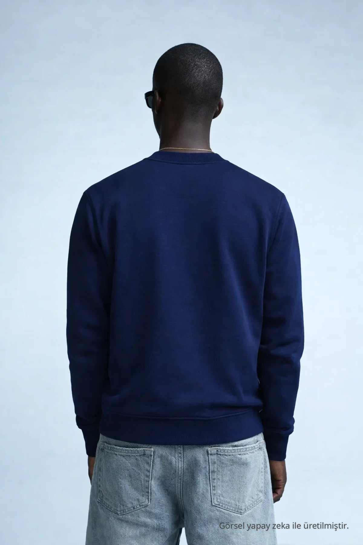 Erkek Nakışlı Parlak LACİVERT Sweatshirt 5