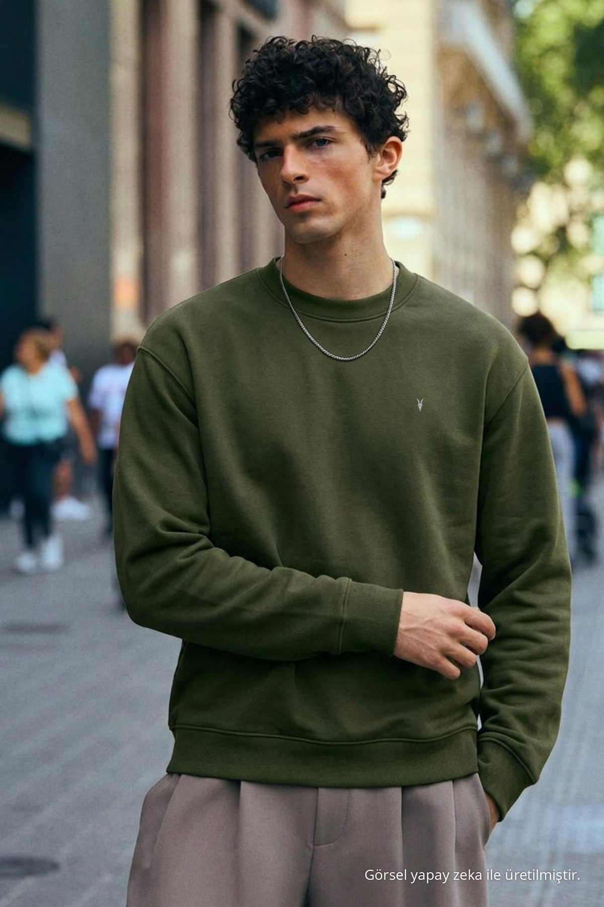 Erkek Orta Yumuşak HAKİ Sweatshirt 3