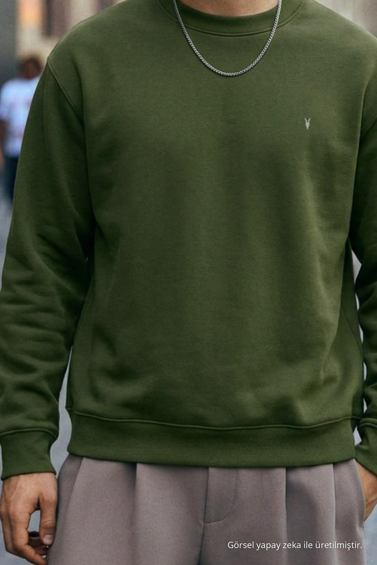 Erkek Orta Yumuşak HAKİ Sweatshirt 5