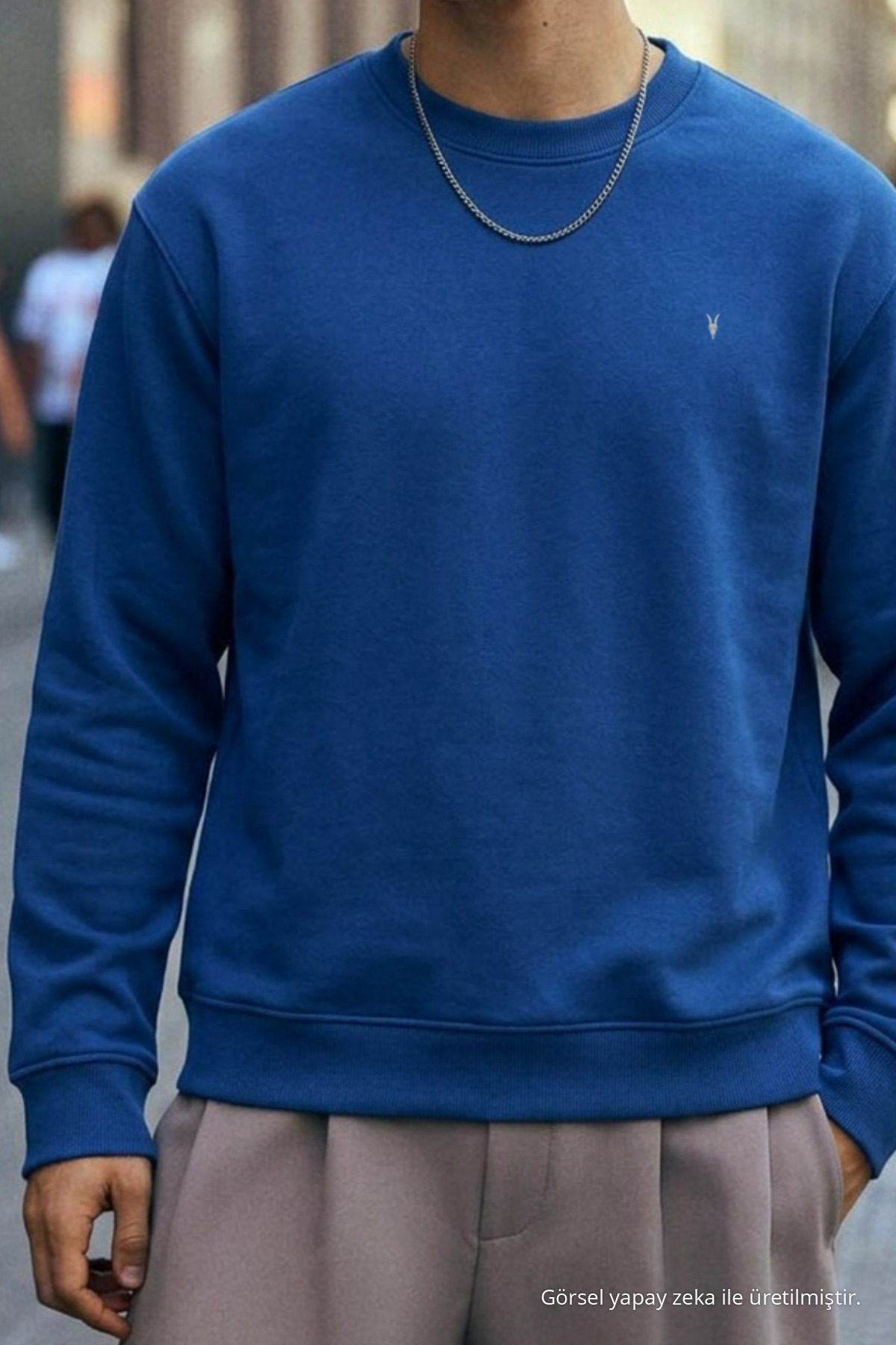 Erkek Orta Yumuşak İNDİGO Sweatshirt 5