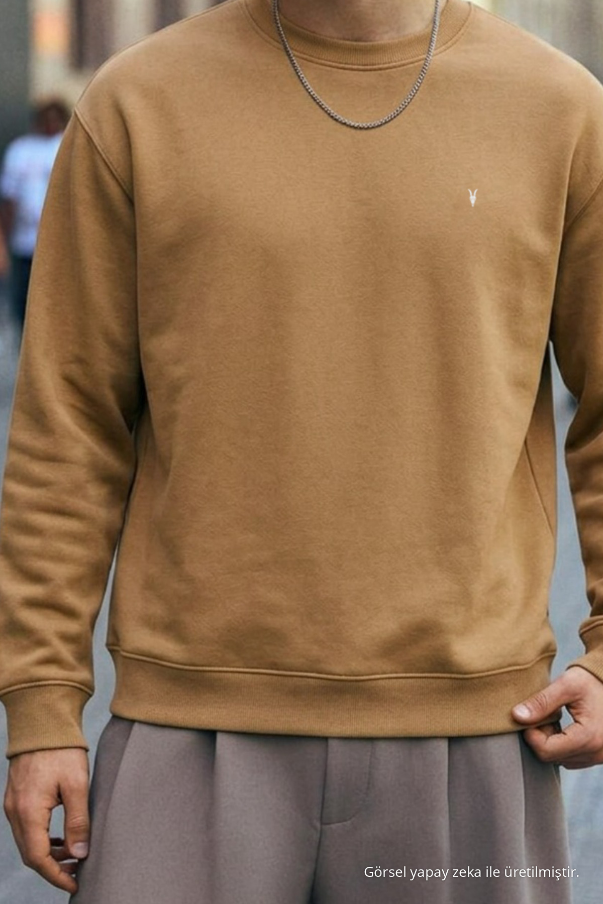 Erkek Orta Yumuşak Karamel Sweatshirt 5