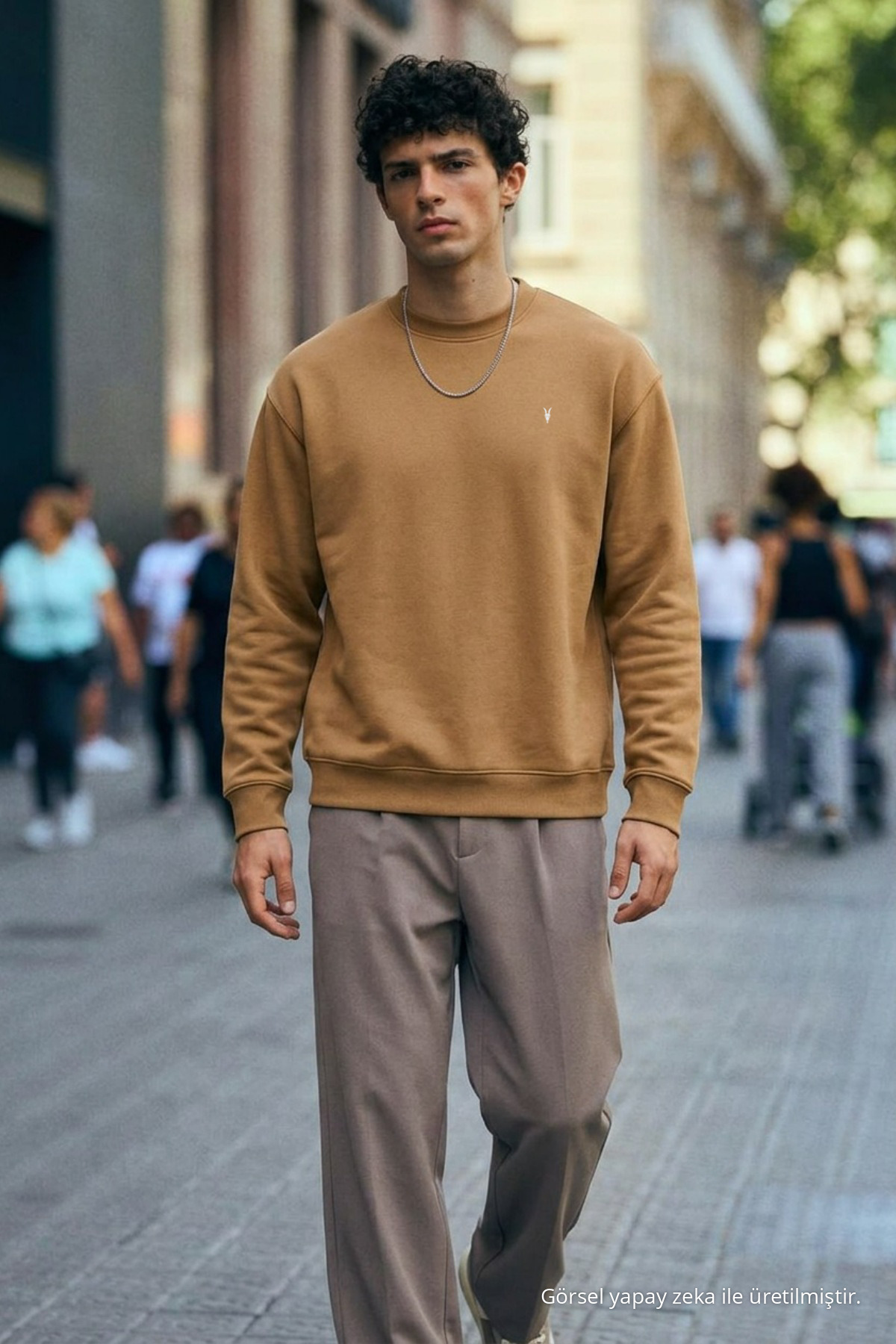 Erkek Orta Yumuşak Karamel Sweatshirt 3