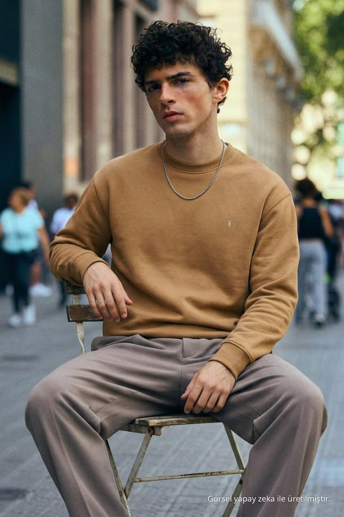 Erkek Orta Yumuşak Karamel Sweatshirt 4