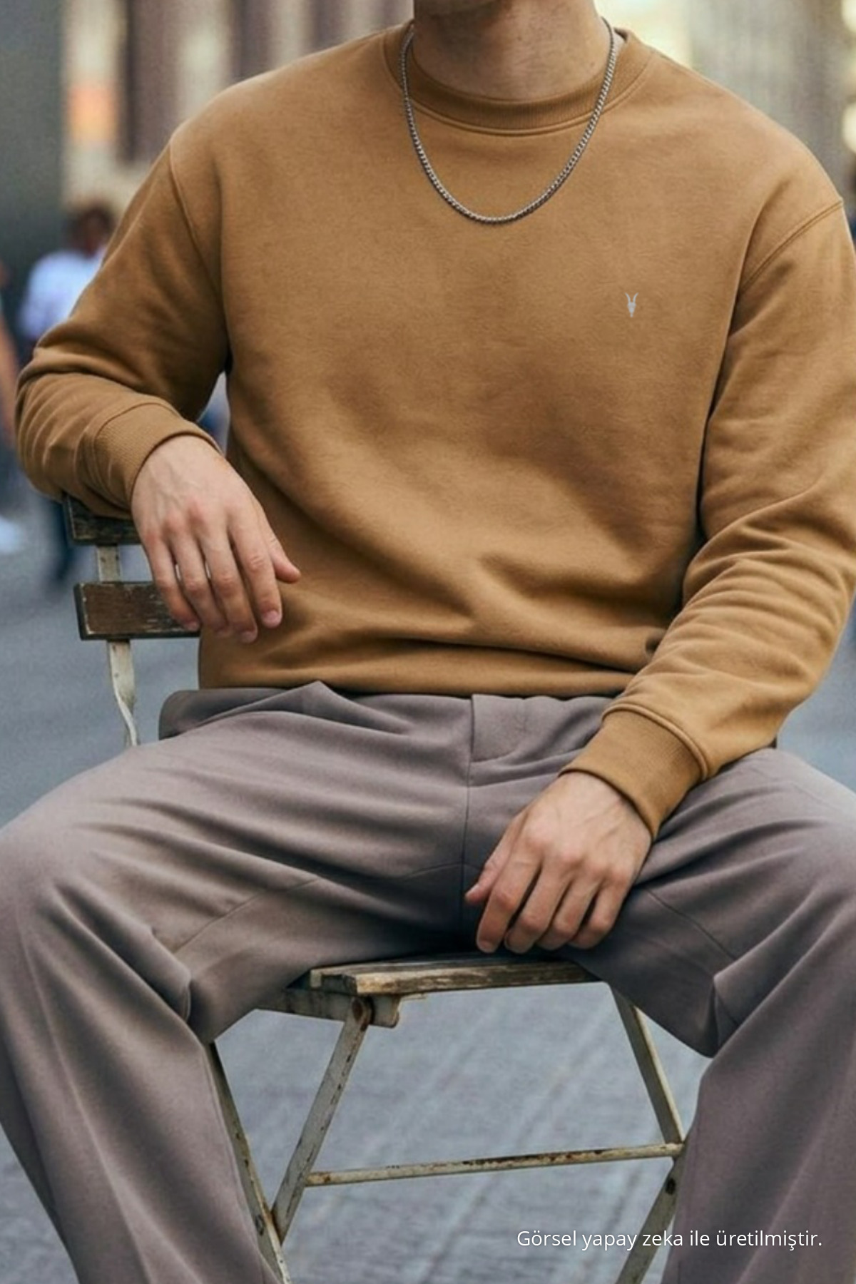 Erkek Orta Yumuşak Karamel Sweatshirt 6