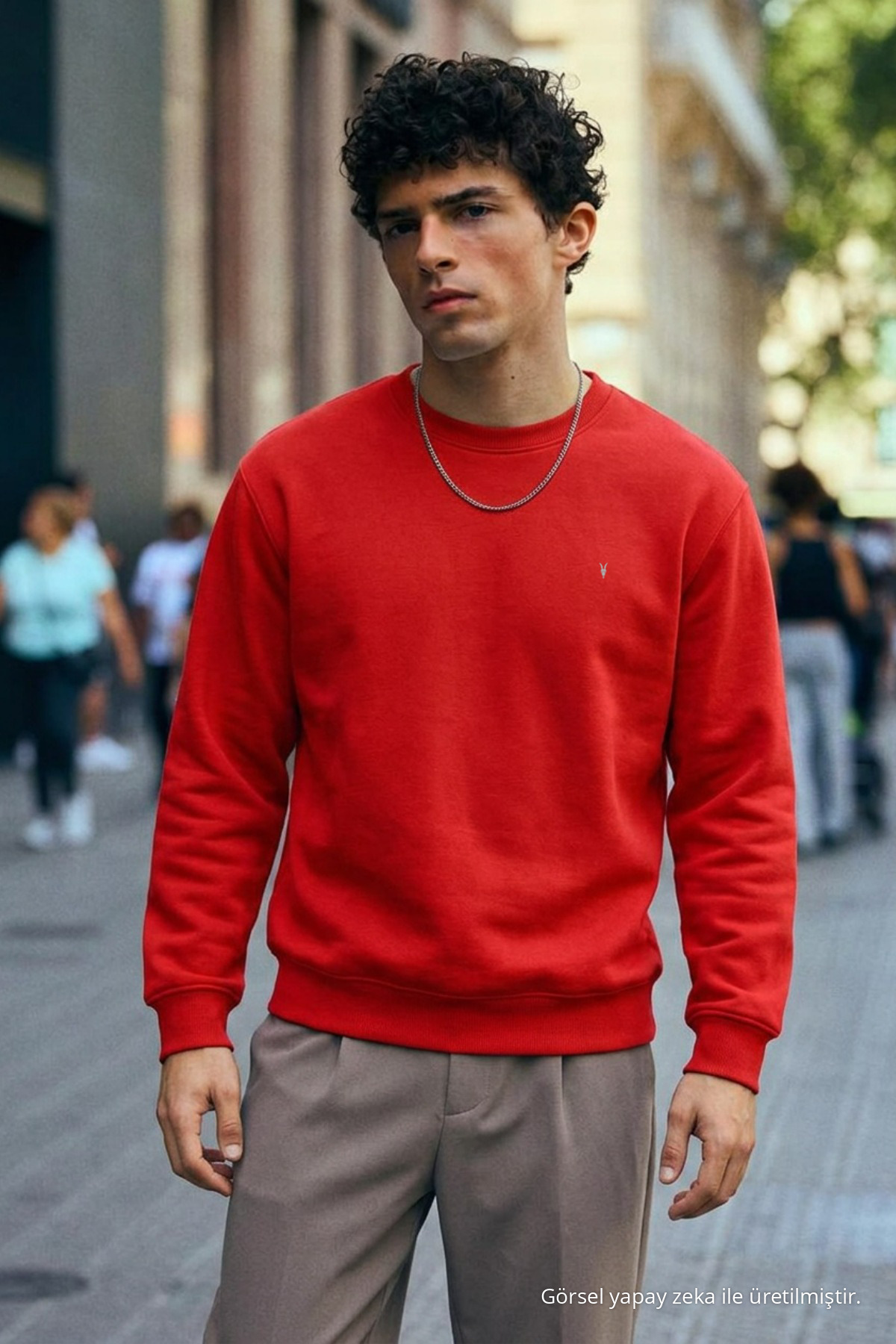 Erkek Orta Yumuşak KIRMIZI Sweatshirt 4