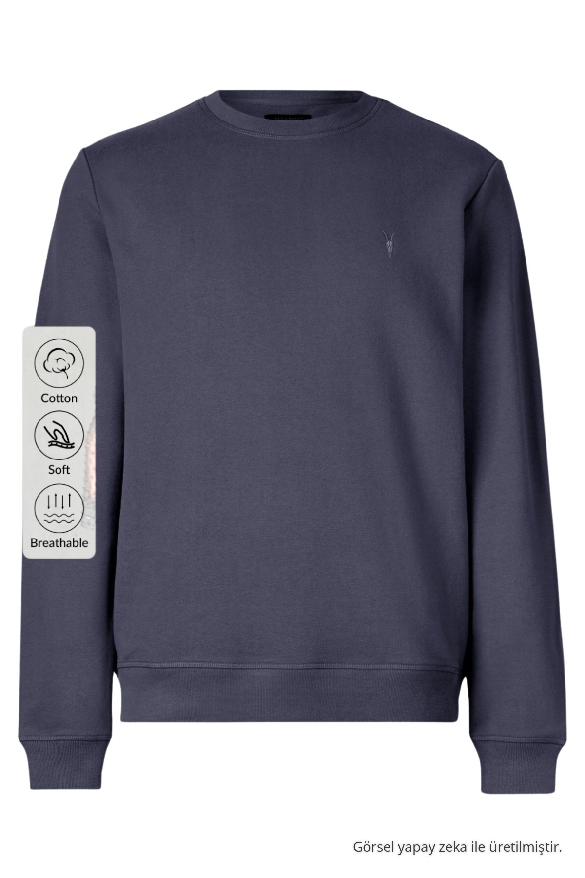 Füme Renk Basic Bisiklet Yaka Erkek Sweatshirt 4
