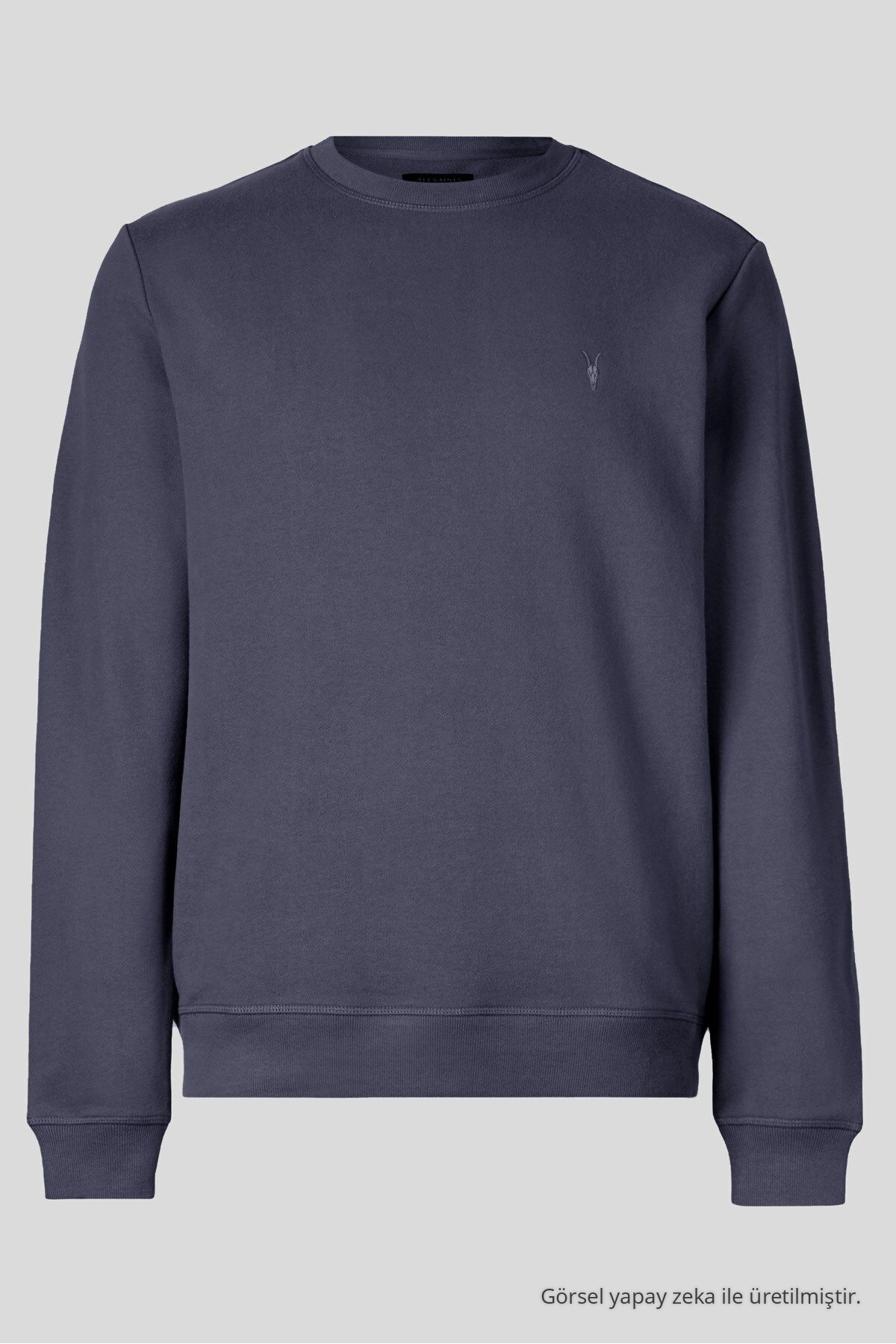 Füme Renk Basic Bisiklet Yaka Erkek Sweatshirt 6