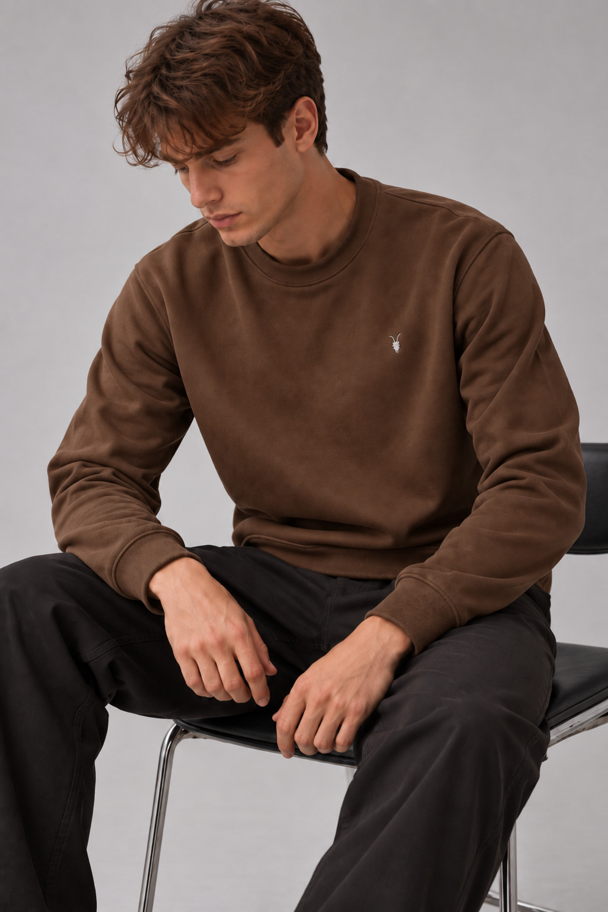 Kahverengi Rengi Bisiklet Yaka Sweatshirt 5