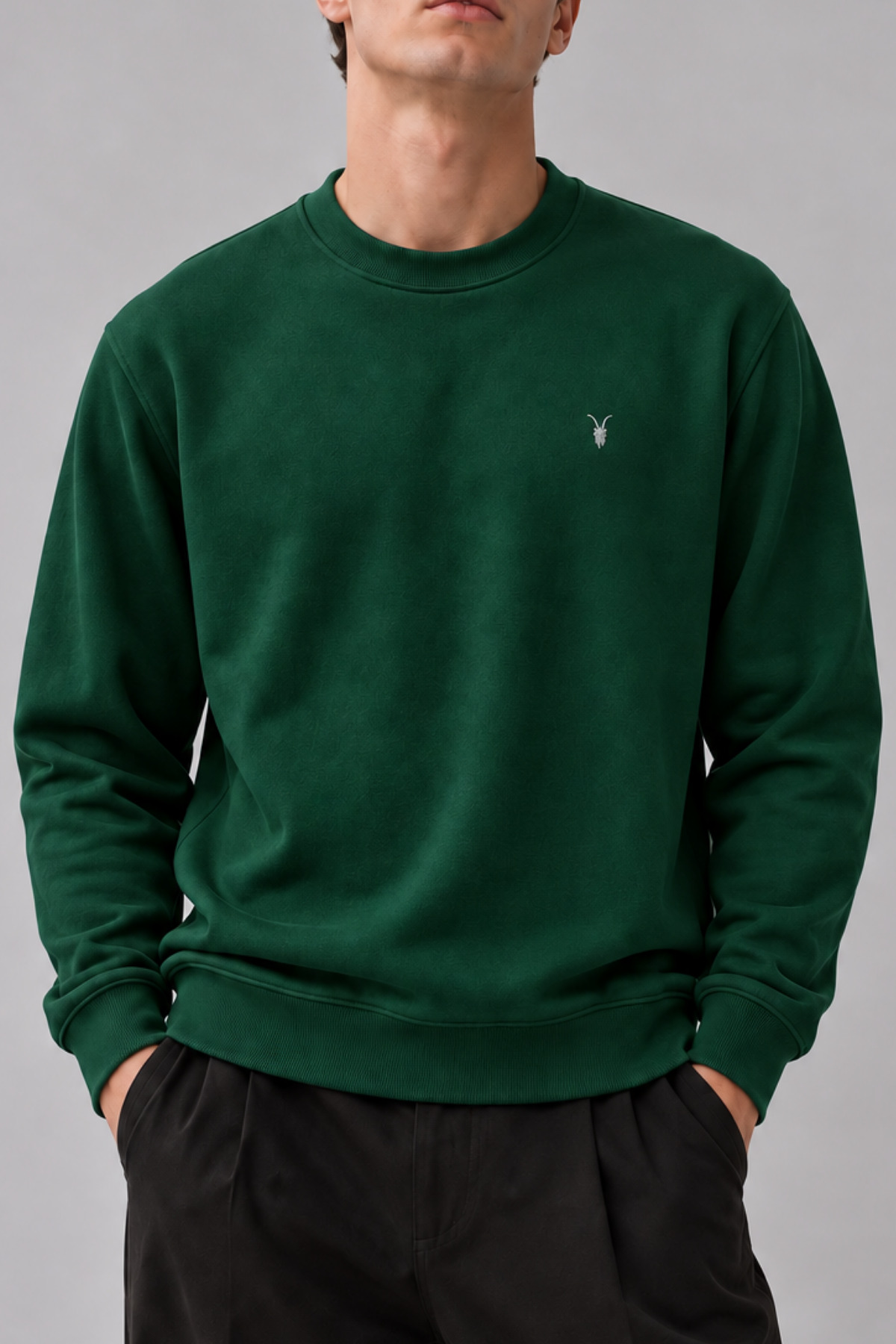 KOYU YEŞİL Renk Erkek Bisiklet Yaka Sweatshirt 6