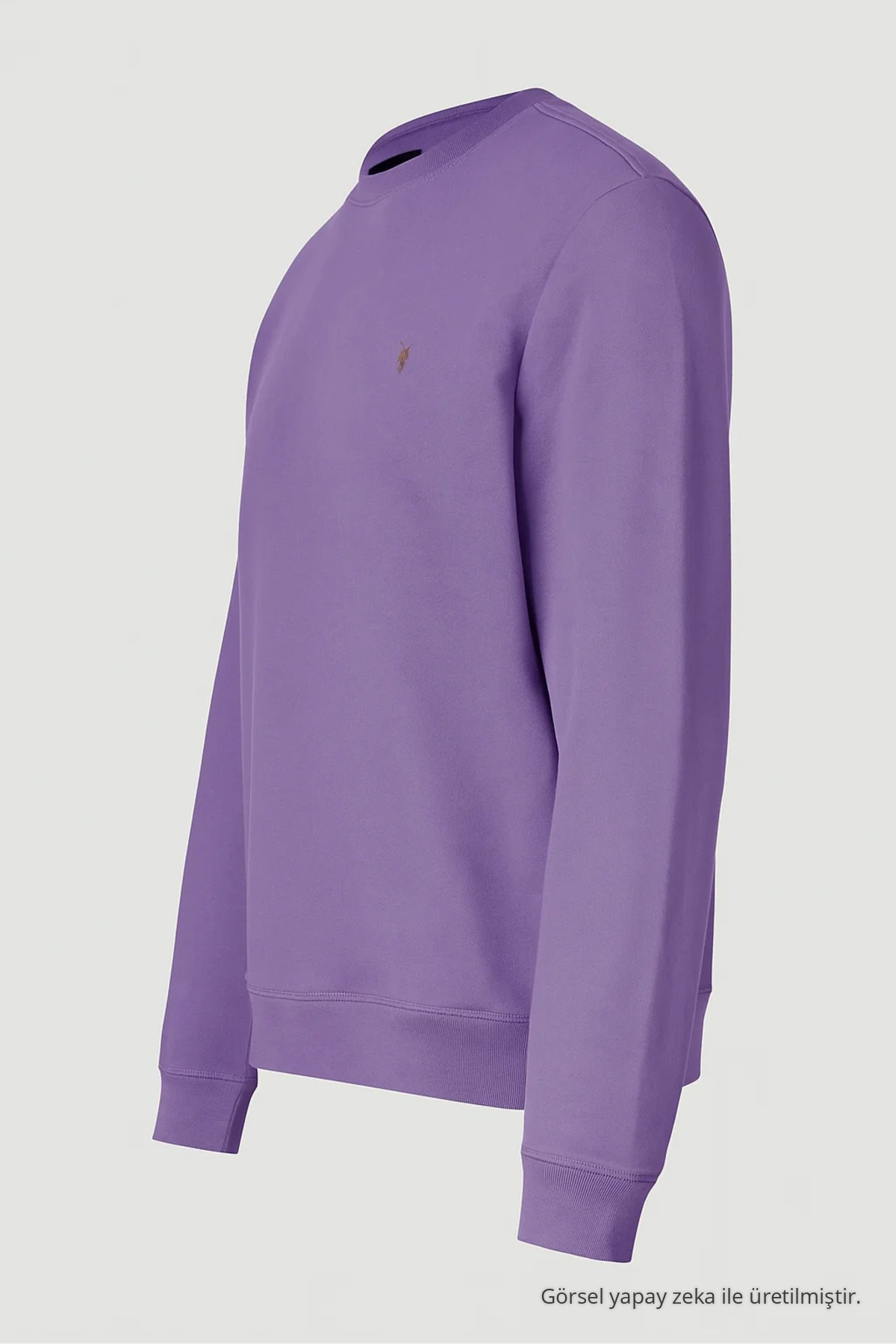 LİLA Renk Bisiklet Yaka Sweatshirt 5