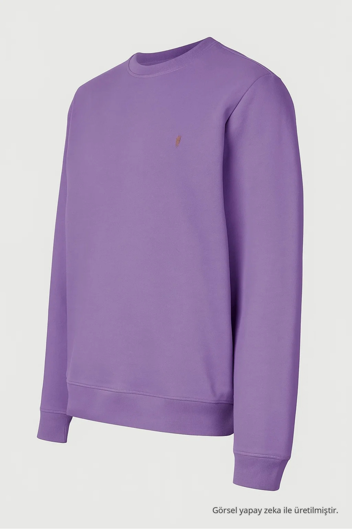 LİLA Renk Bisiklet Yaka Sweatshirt 3