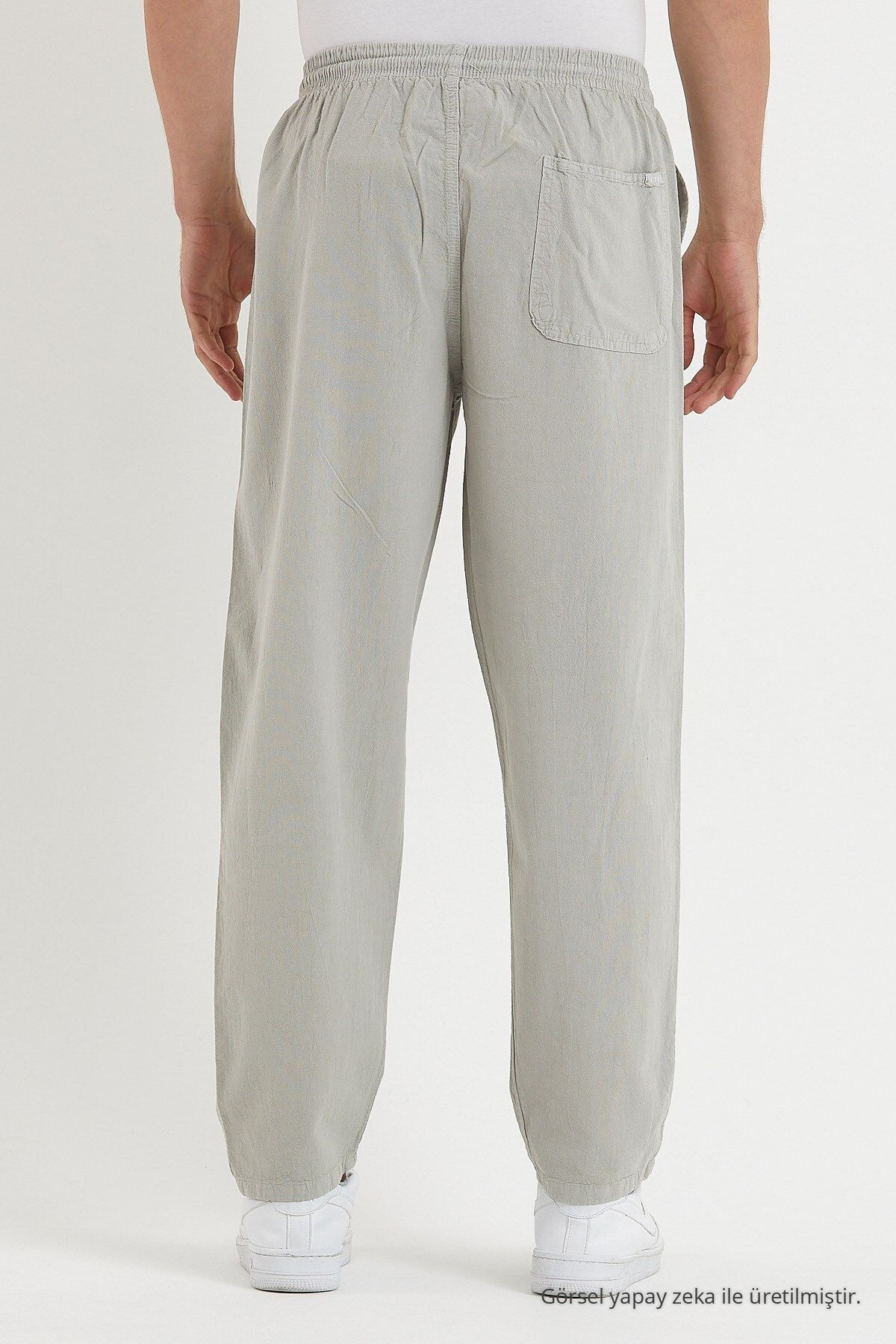 GRİ Renk Erkek Keten Pantolon 1480 4