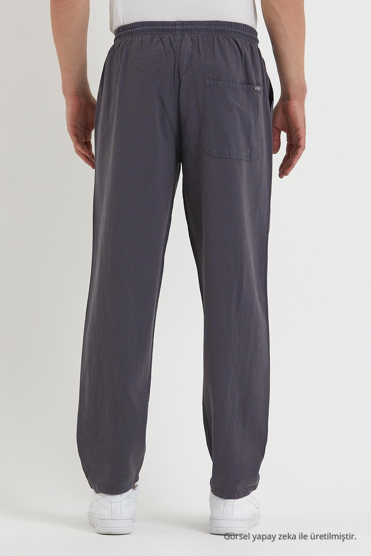 Erkek Füme Renk Basic Relaxed Fit Jogger Pantolon 6