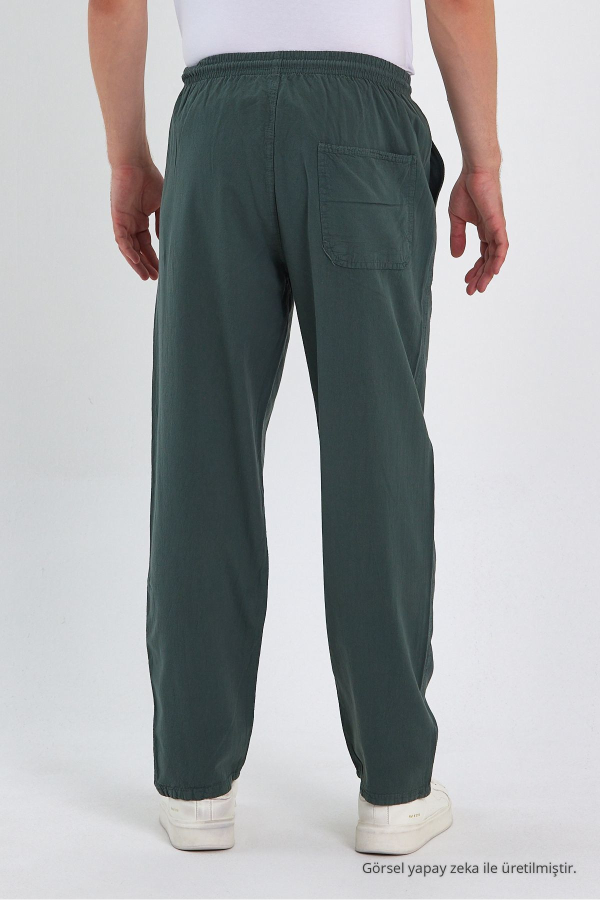 Erkek KOYU YEŞİL Renk Basic Relaxed Fit Jogger Pantolon 7