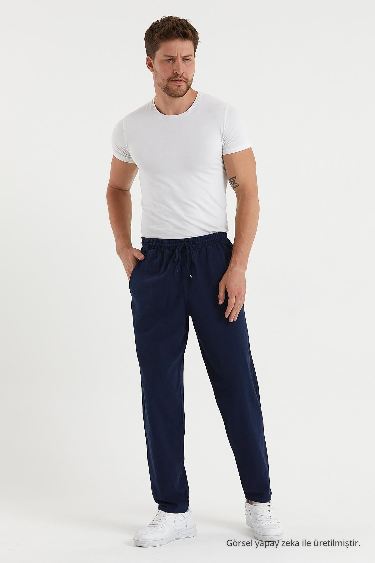 Erkek LACİVERT Basic Relaxed Fit Jogger Pantolon 4
