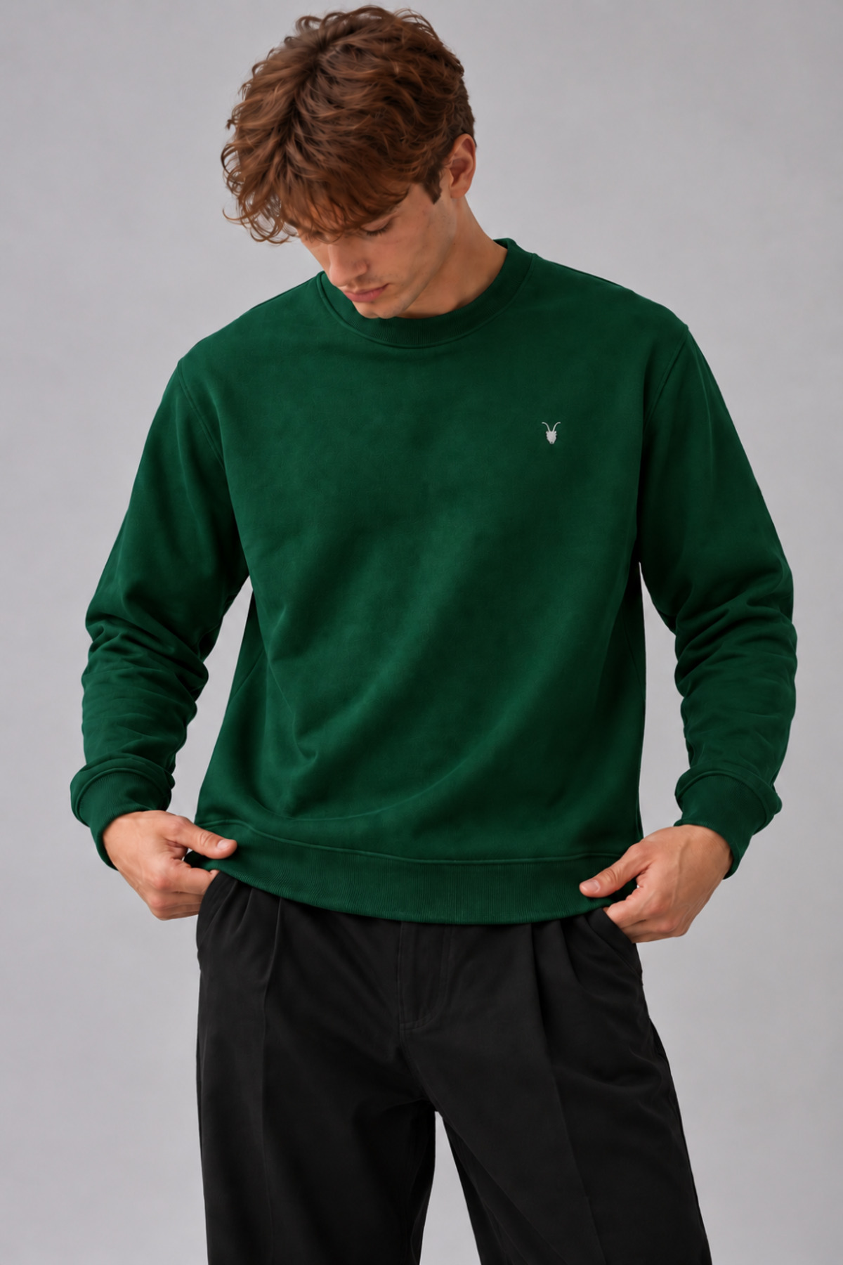 Erkek Bisiklet Yaka 2' Li Sweatshirt BORDO 3