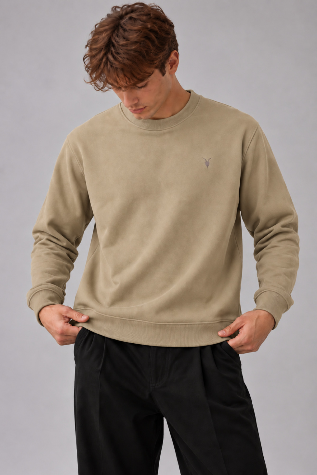 Erkek Bisiklet Yaka 2' Li Sweatshirt YEŞİL 3
