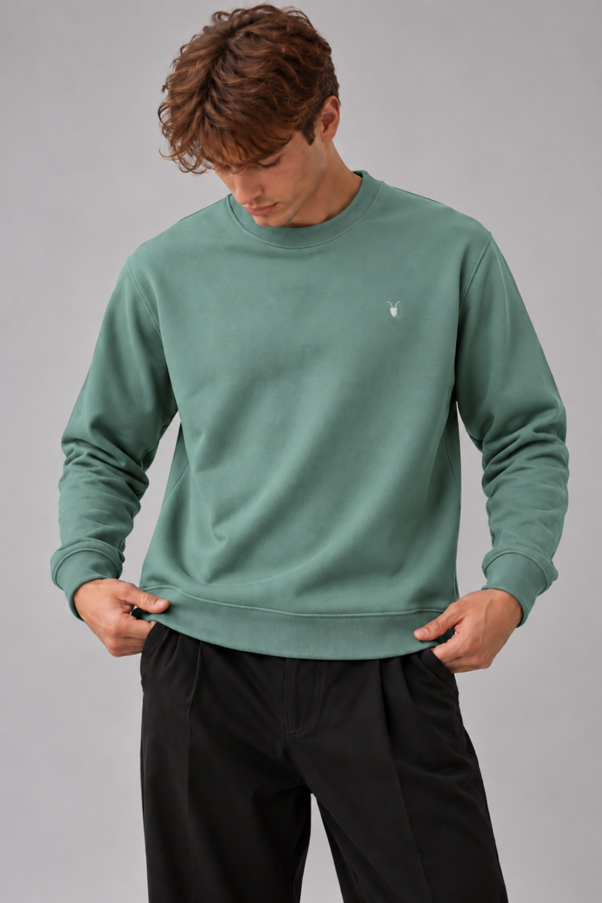 Erkek Bisiklet Yaka 2' Li Sweatshirt YEŞİL 6