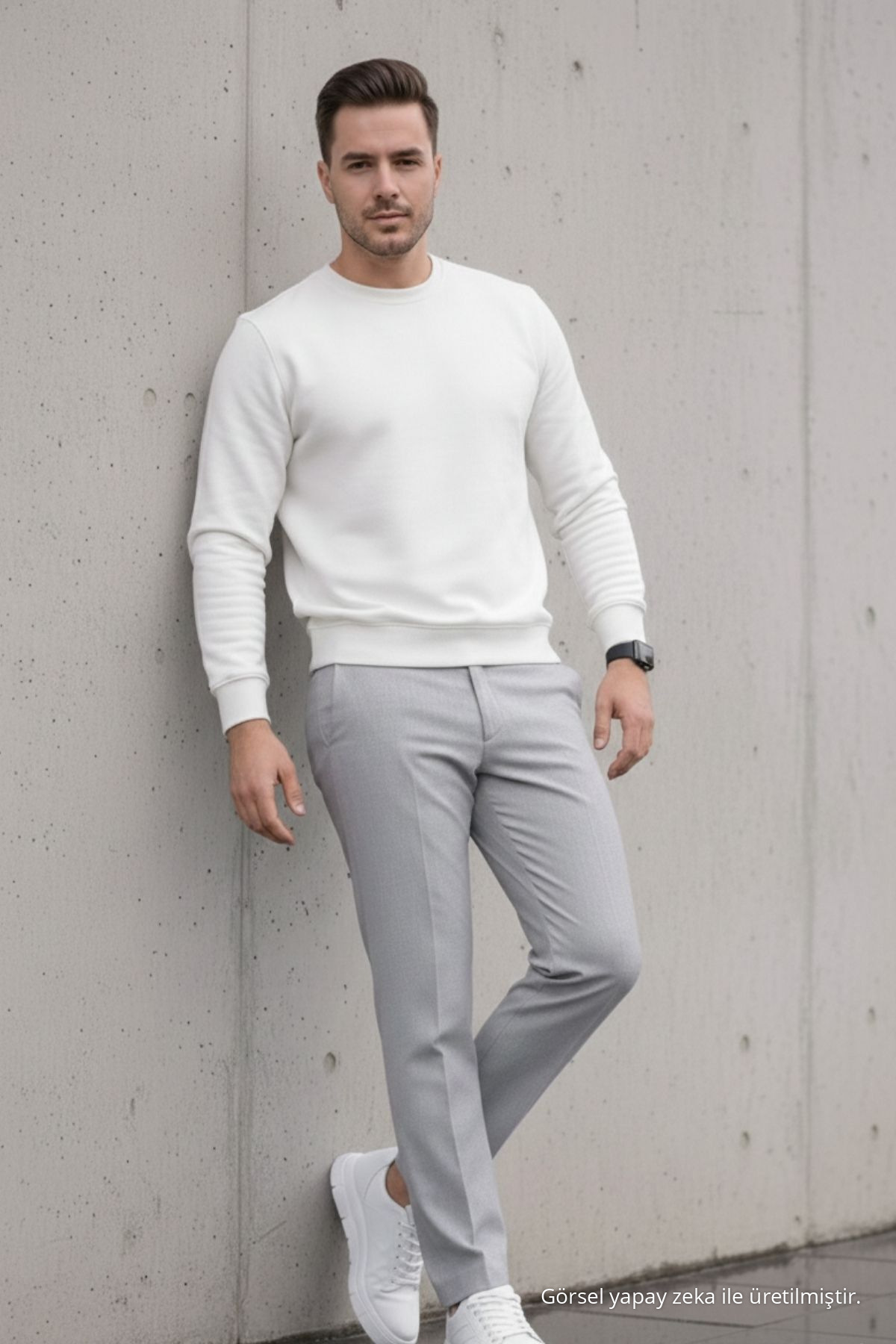 Erkek Straight Fit Pamuklu GRİ Pantolon 5