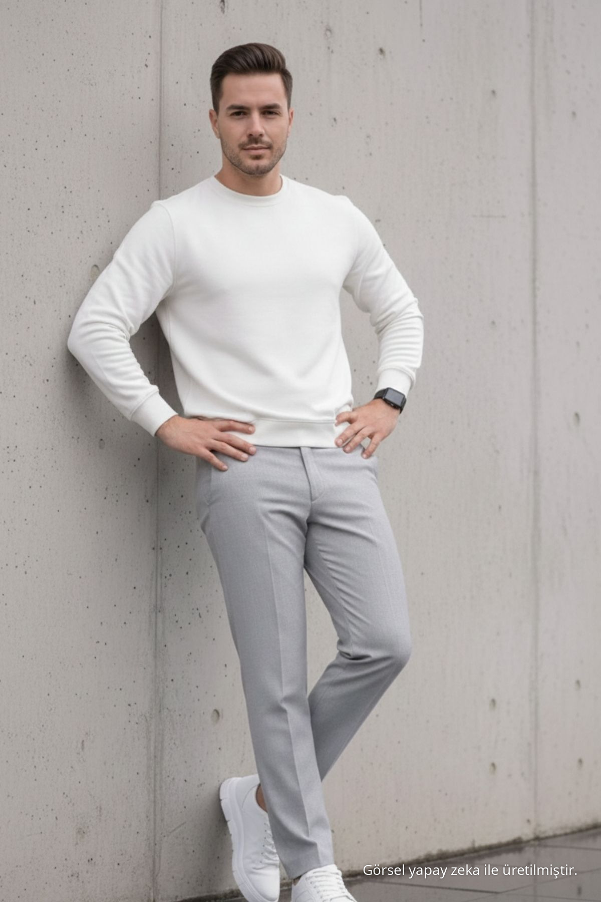 Erkek Straight Fit Pamuklu GRİ Pantolon 4