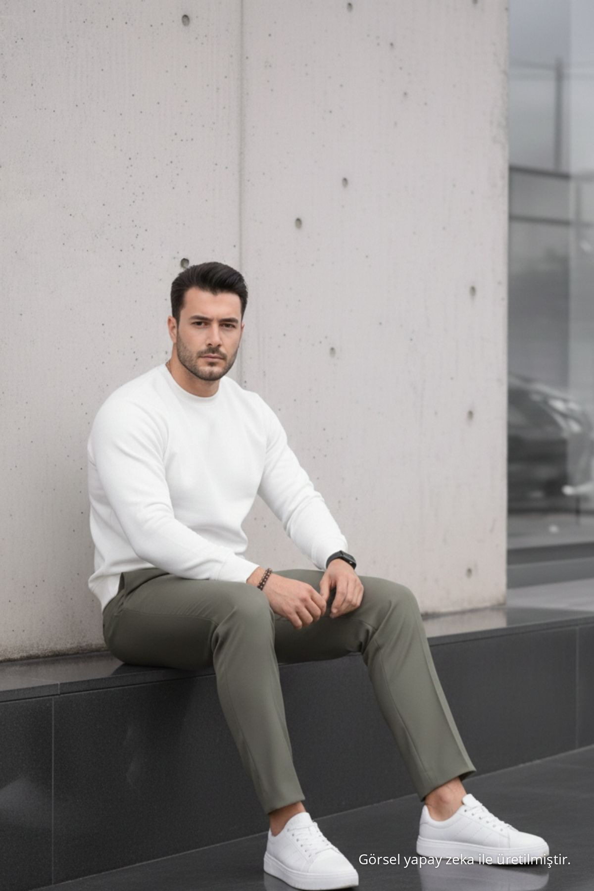 Erkek Straight Fit Pamuklu Haki Pantolon 6