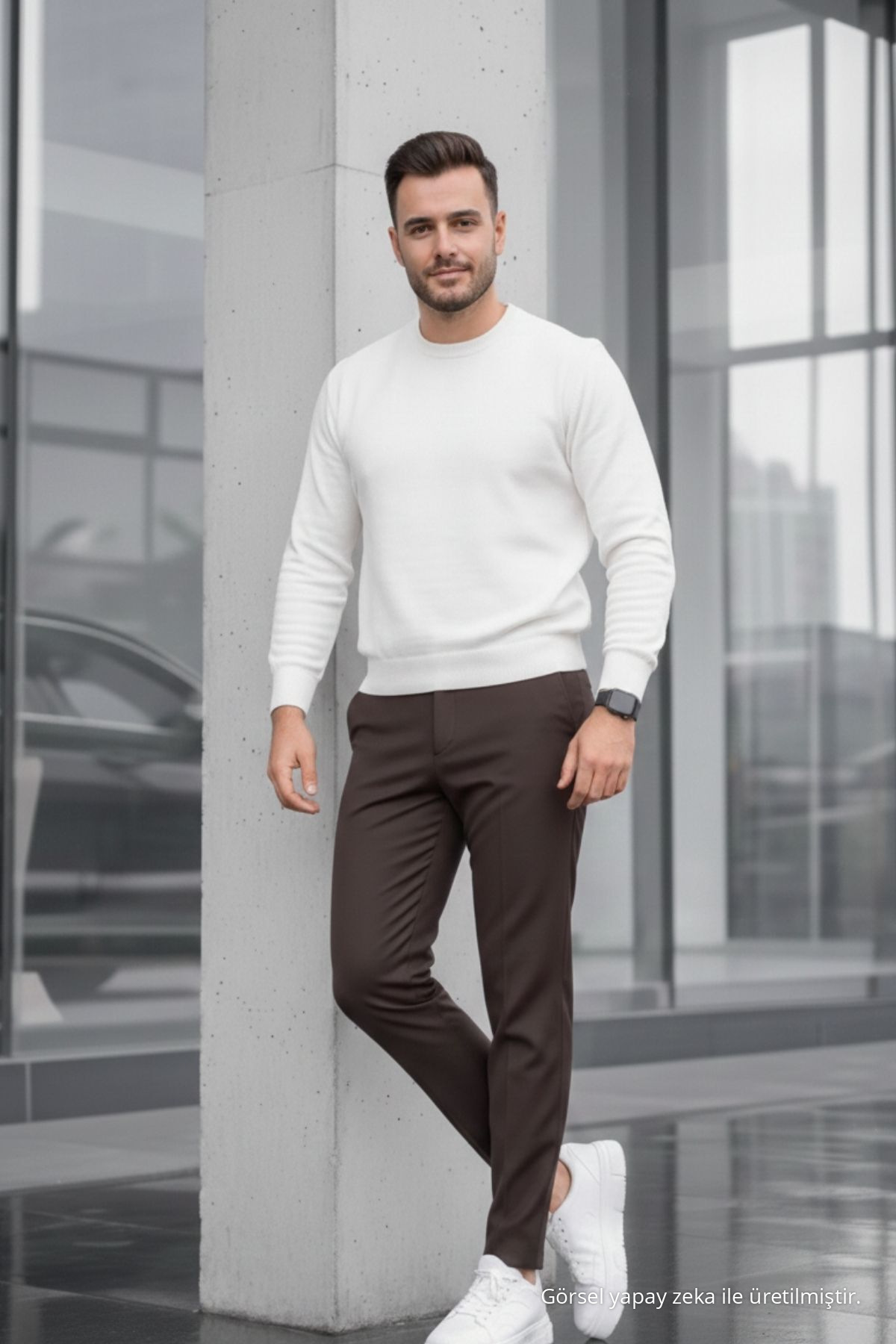 Erkek Straight Fit Pamuklu KAHVERENGİ Pantolon 5