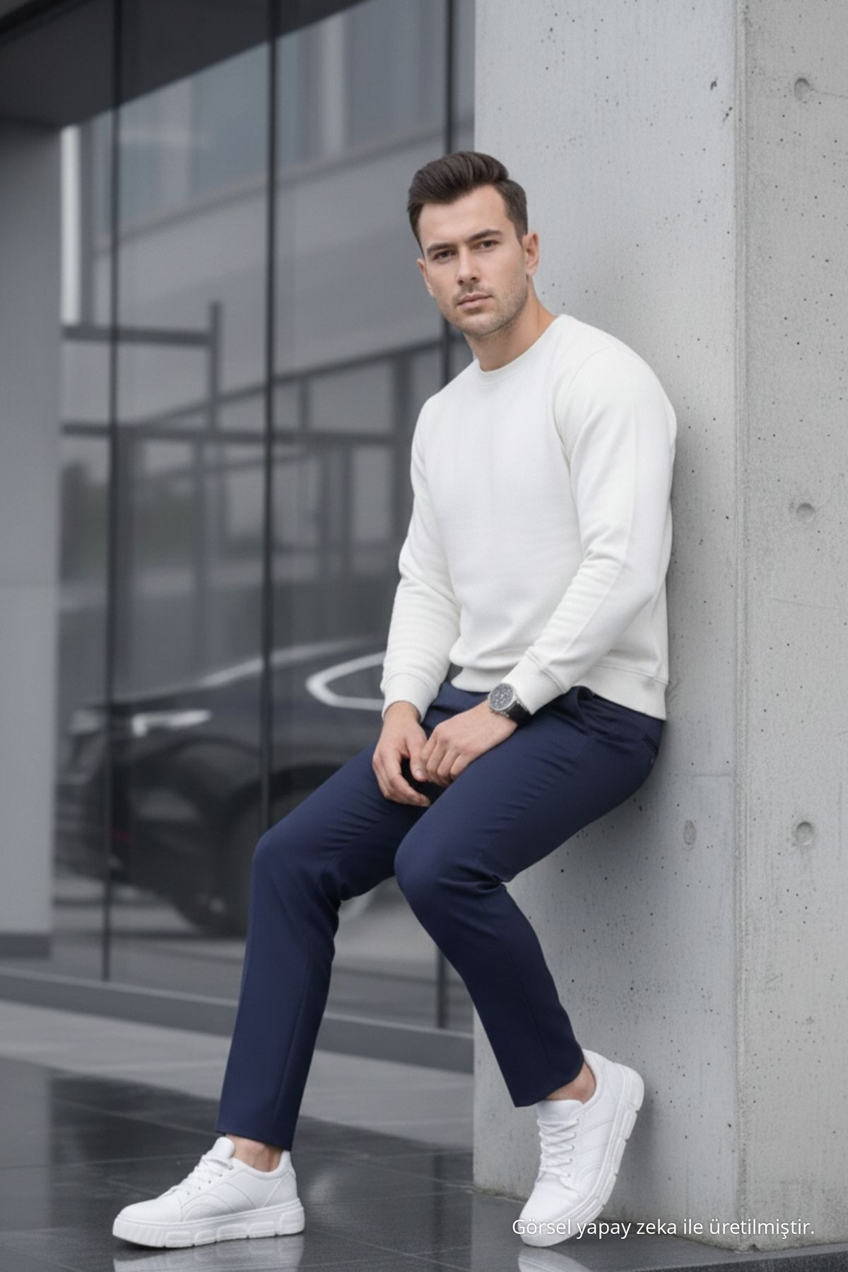 Erkek Straight Fit Pamuklu Mavi Pantolon 6