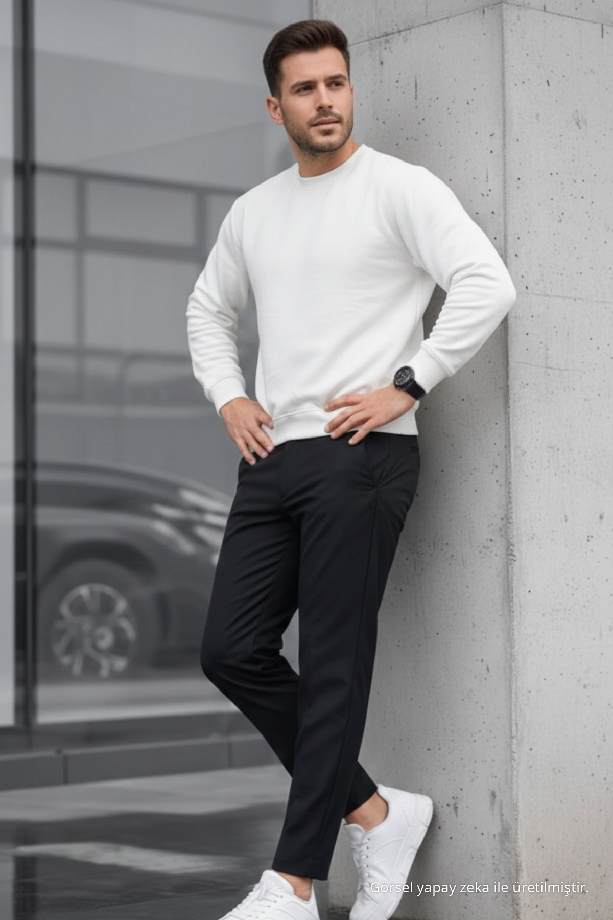 Erkek Straight Fit Pamuklu Siyah Pantolon 4