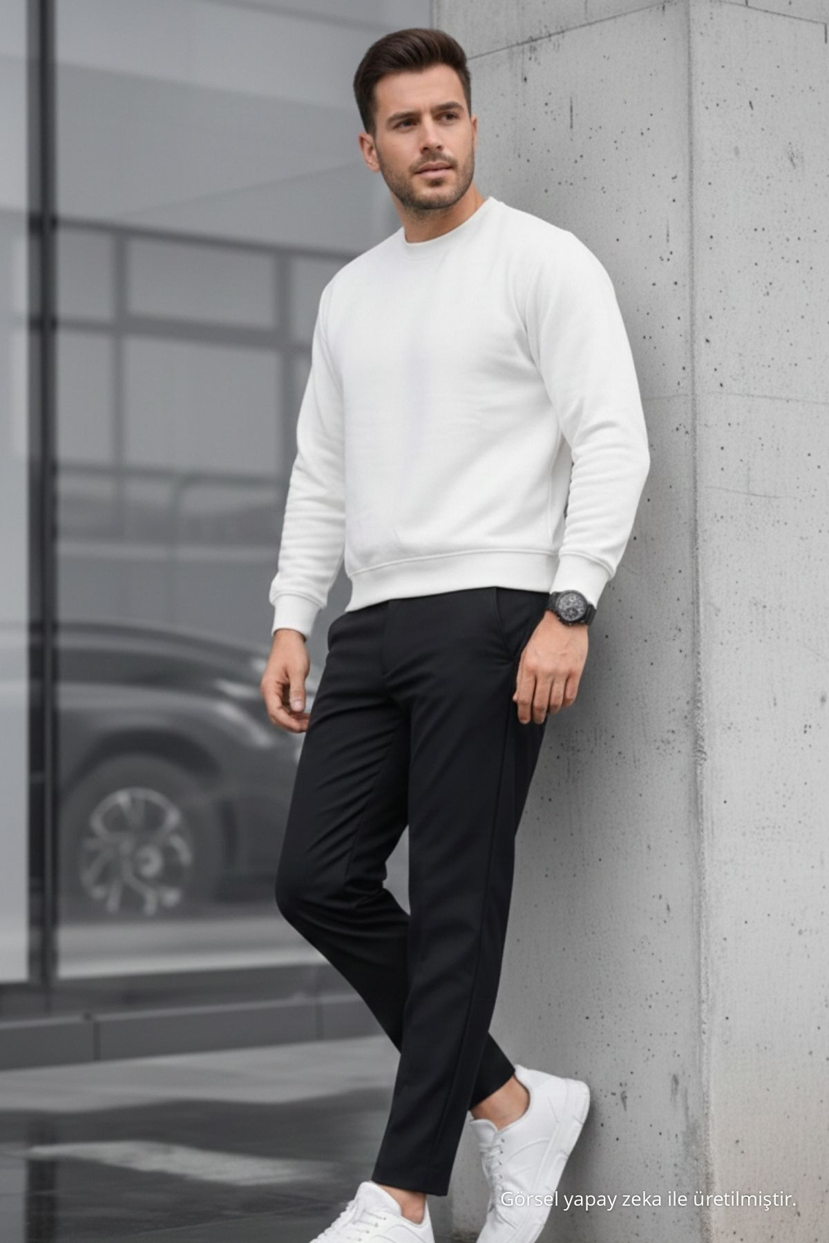 Erkek Straight Fit Pamuklu Siyah Pantolon 5
