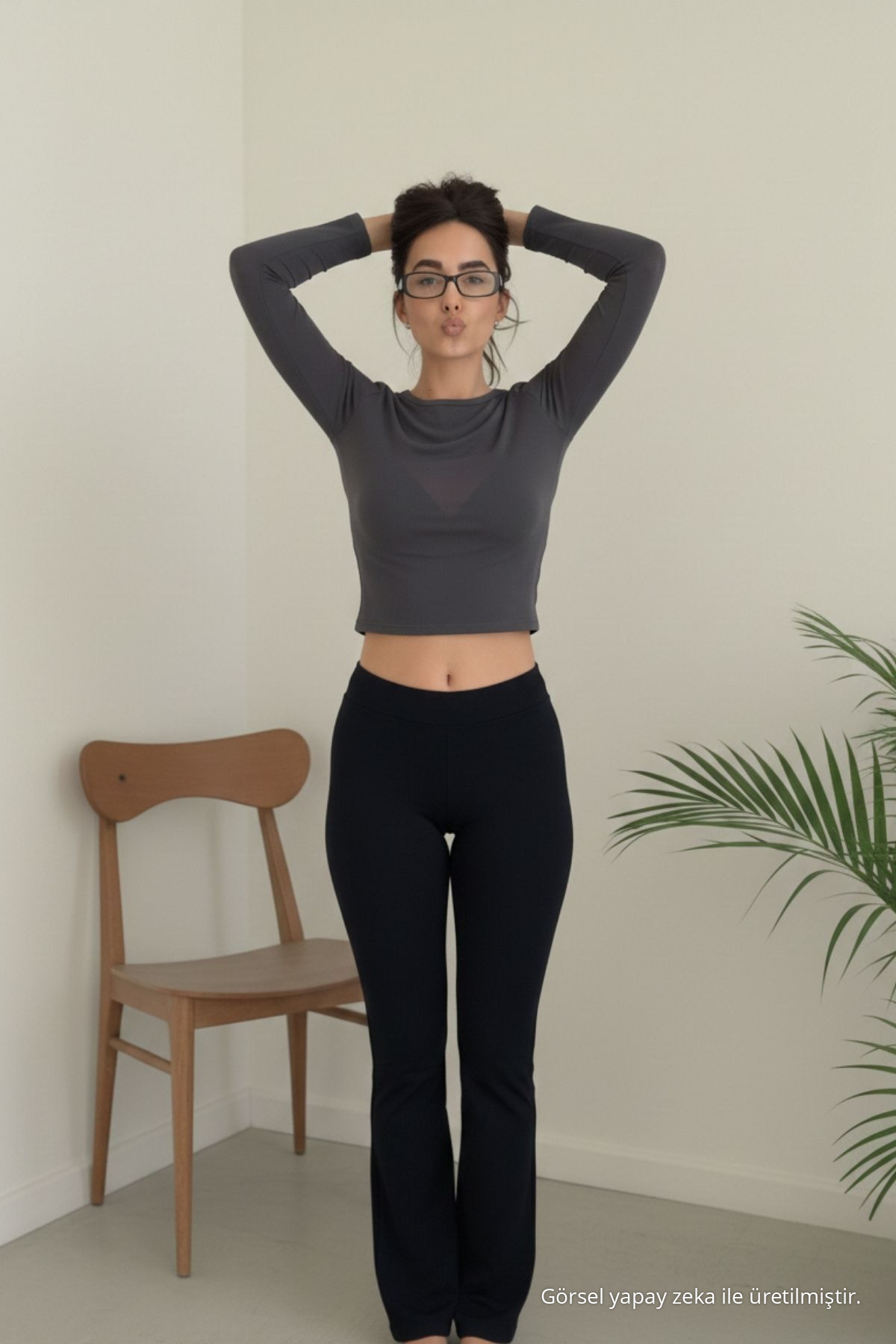 Kadın Basic Premium Dar Füme Crop Tişört 5