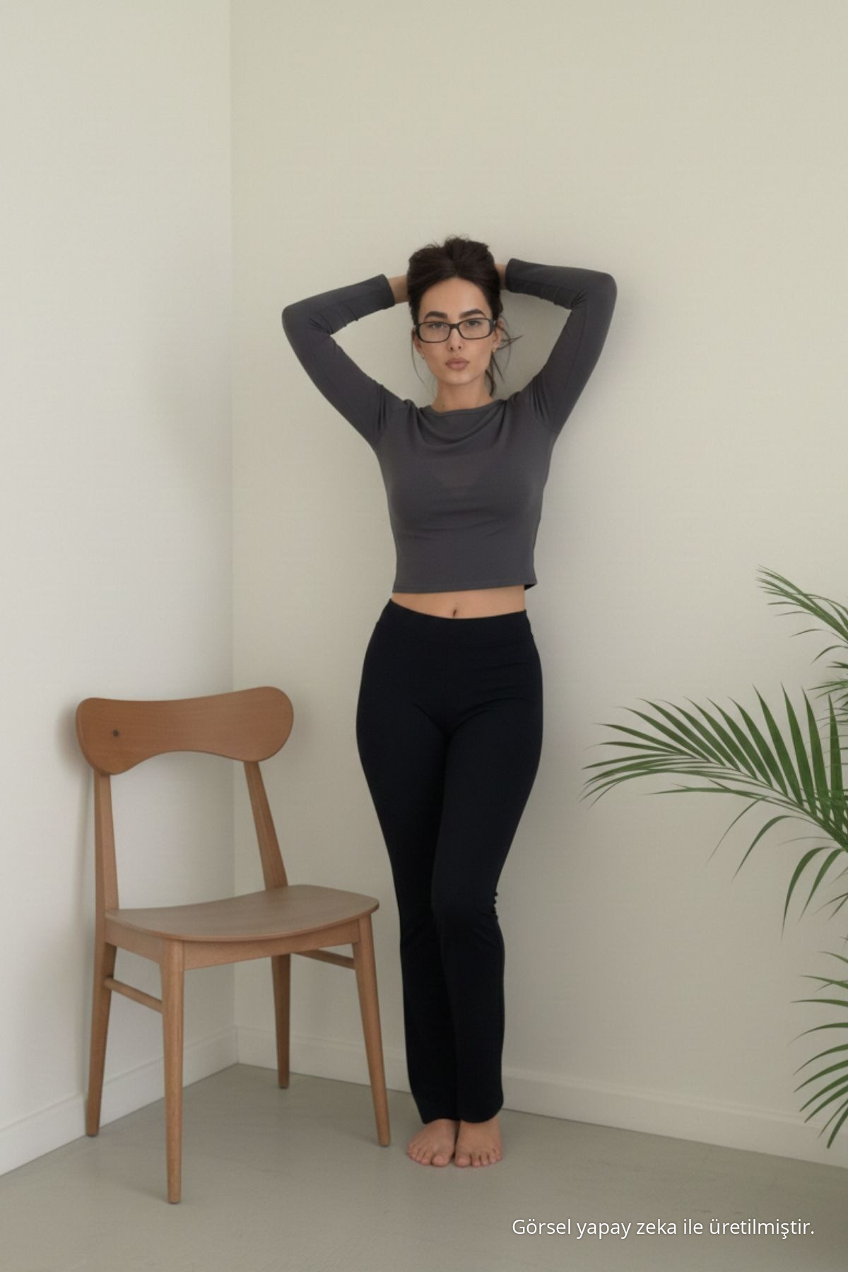 Kadın Basic Premium Dar Füme Crop Tişört 6
