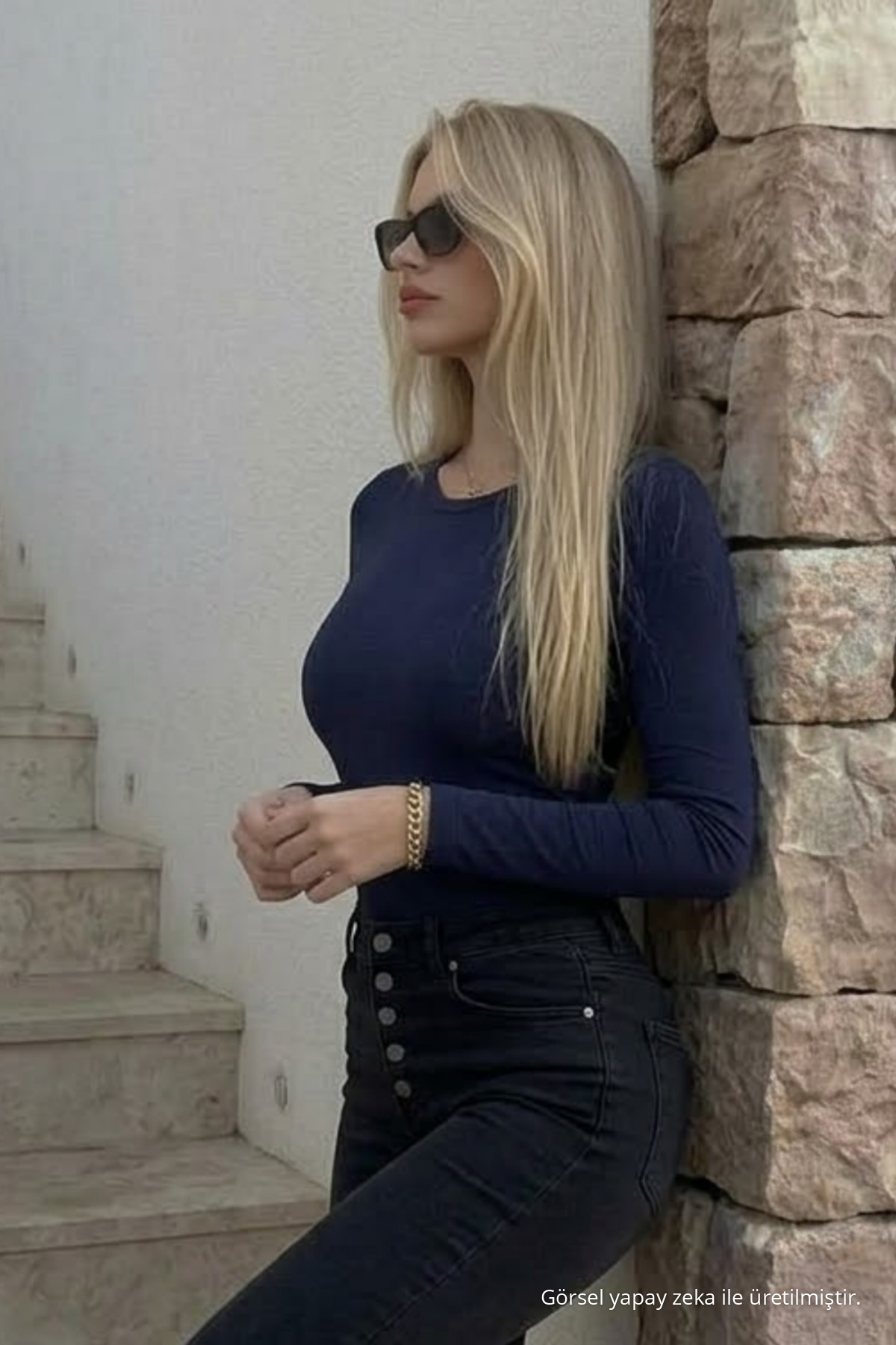 Kadın Premium Casual Füme Dar Bluz 4