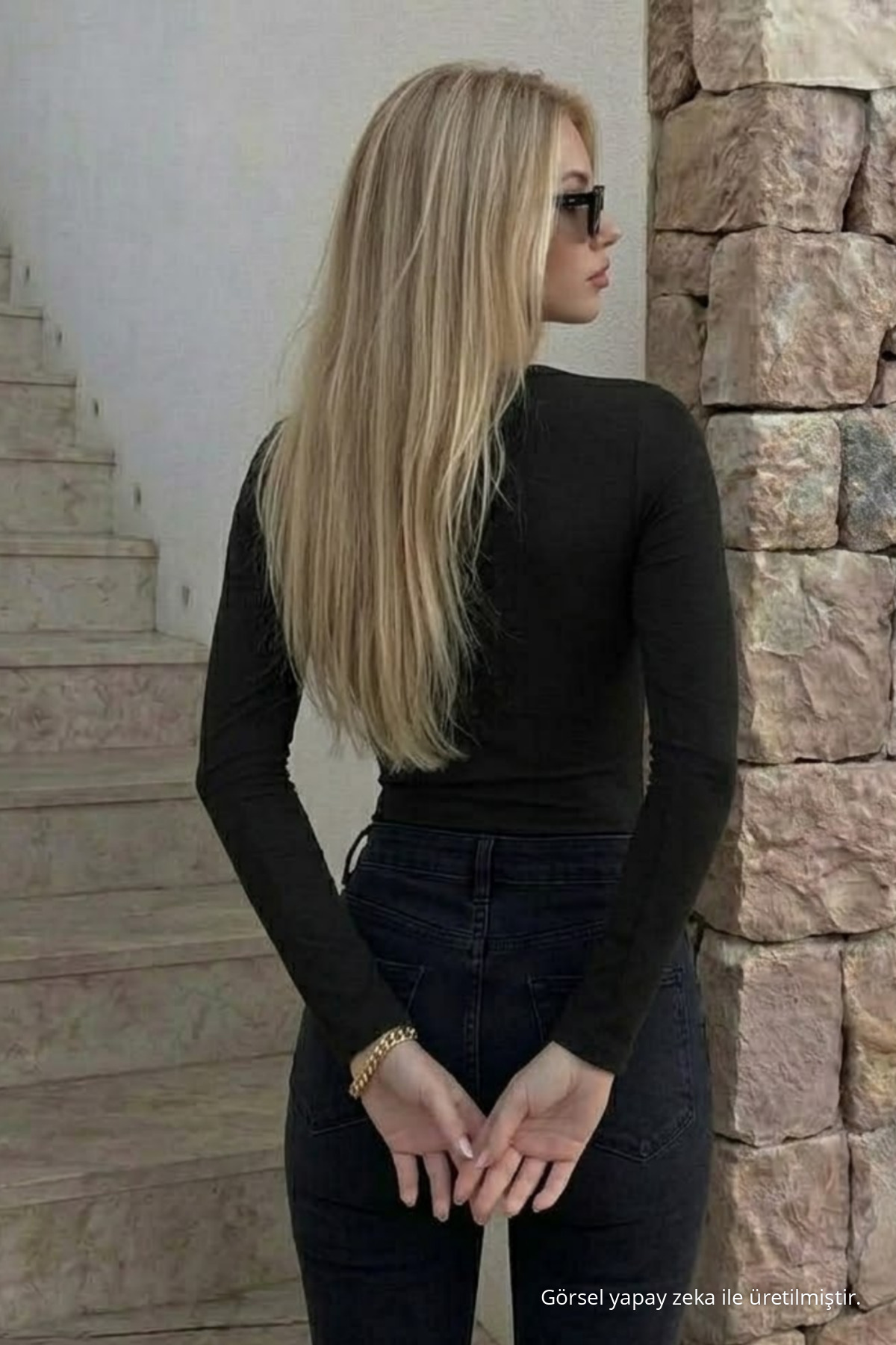 Kadın Premium Casual Siyah Dar Bluz 6