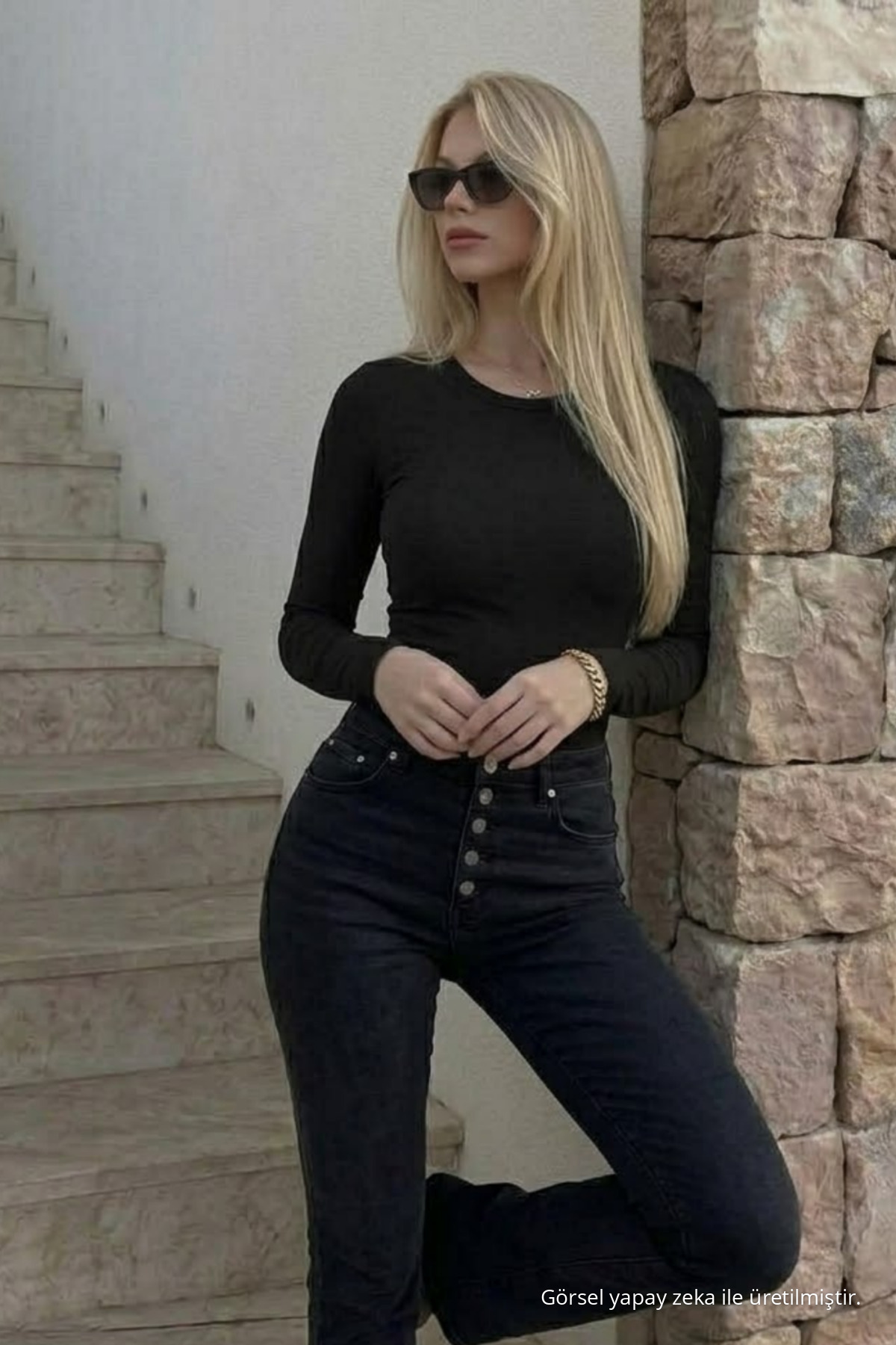 Kadın Premium Casual Siyah Dar Bluz 4