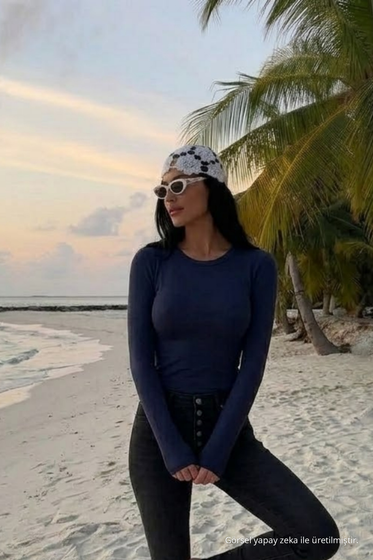 Kadın Bisiklet Yaka Slim Fit Füme Bluz 4
