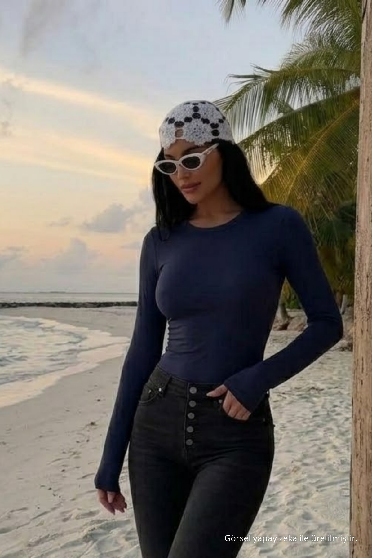 Kadın Bisiklet Yaka Slim Fit Füme Bluz 3