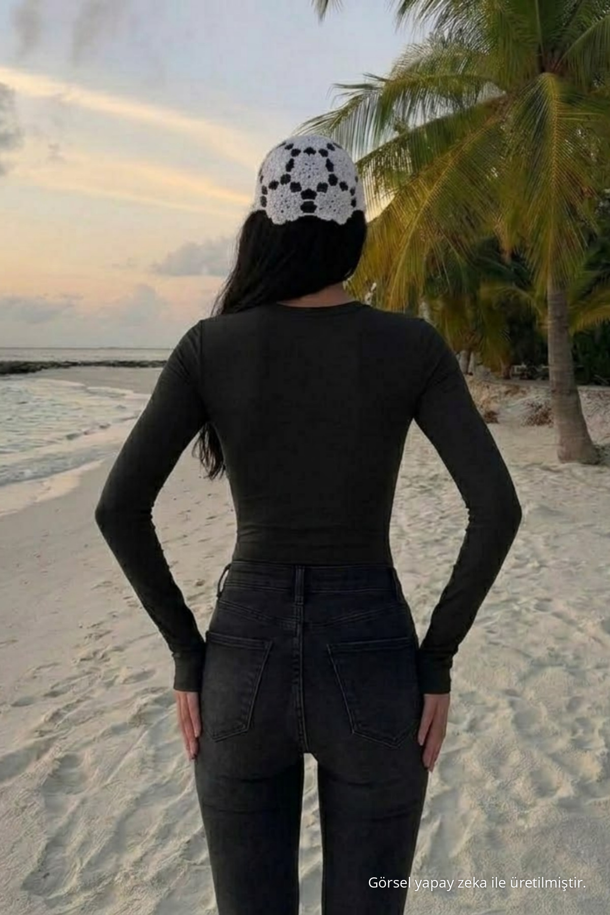 Kadın Bisiklet Yaka Slim Fit Siyah Bluz 5