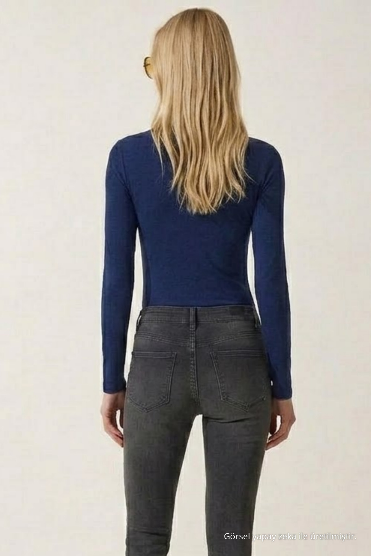 Kadın Comfort Mevsimlik Lacivert Dar Bluz 5