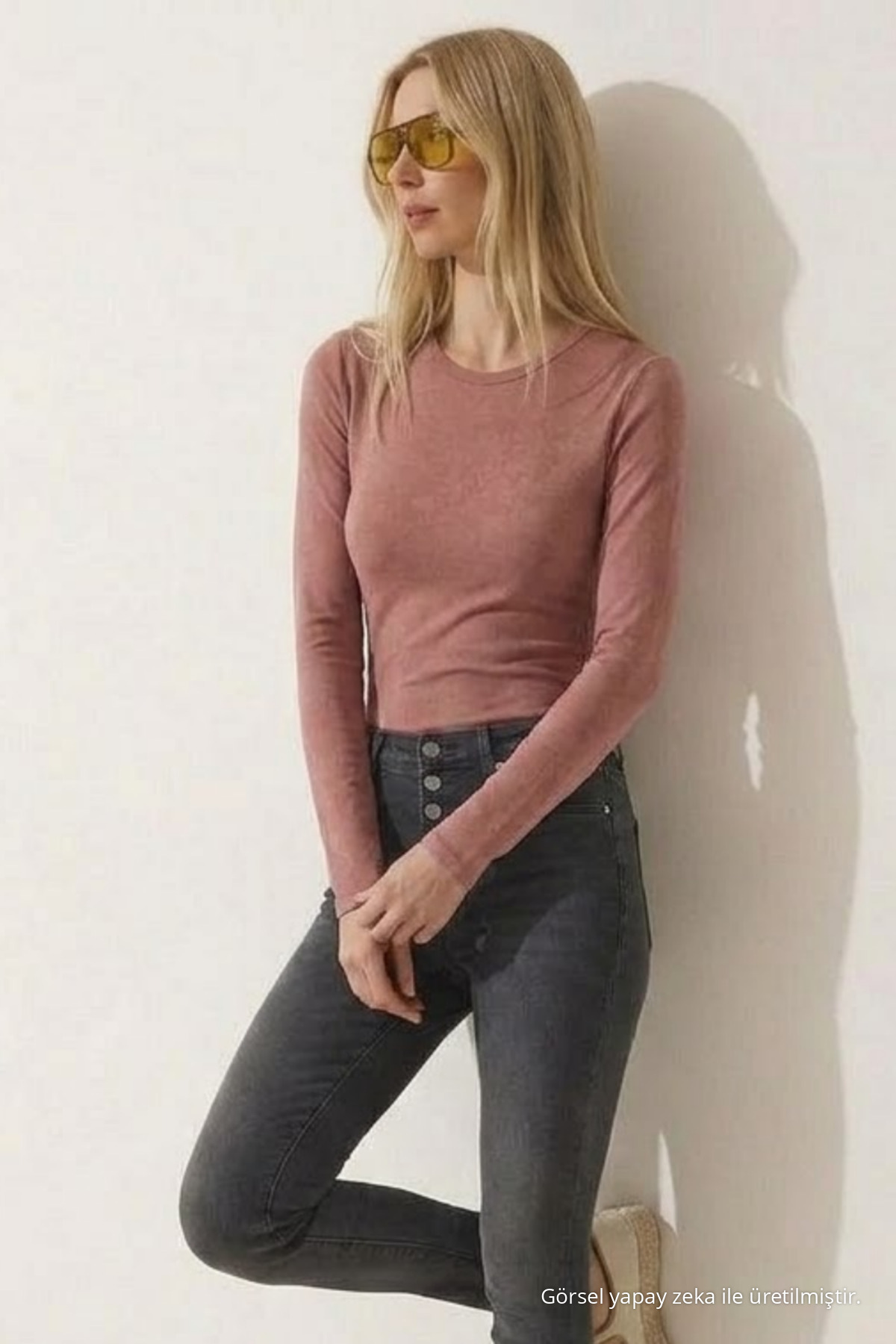 Kadın Comfort Mevsimlik Pudra Dar Bluz 4