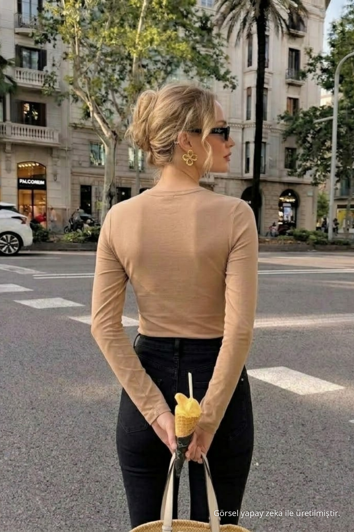 Kadın Günlük Trend Kahve Dar Bluz 6