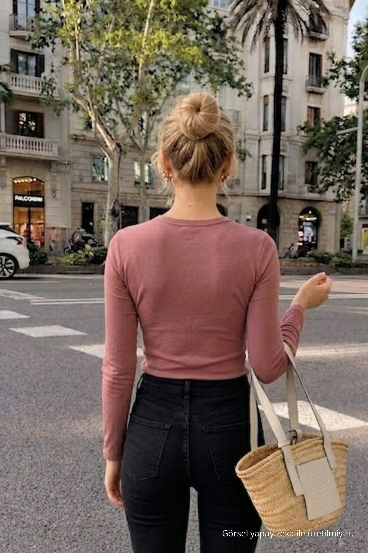 Kadın Günlük Trend Pudra Dar Bluz 5