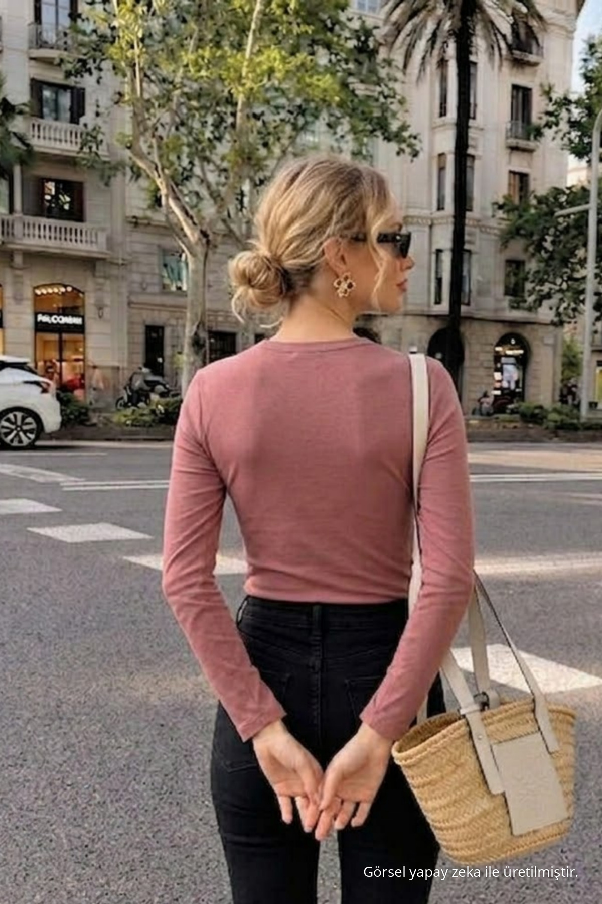 Kadın Günlük Trend Pudra Dar Bluz 6