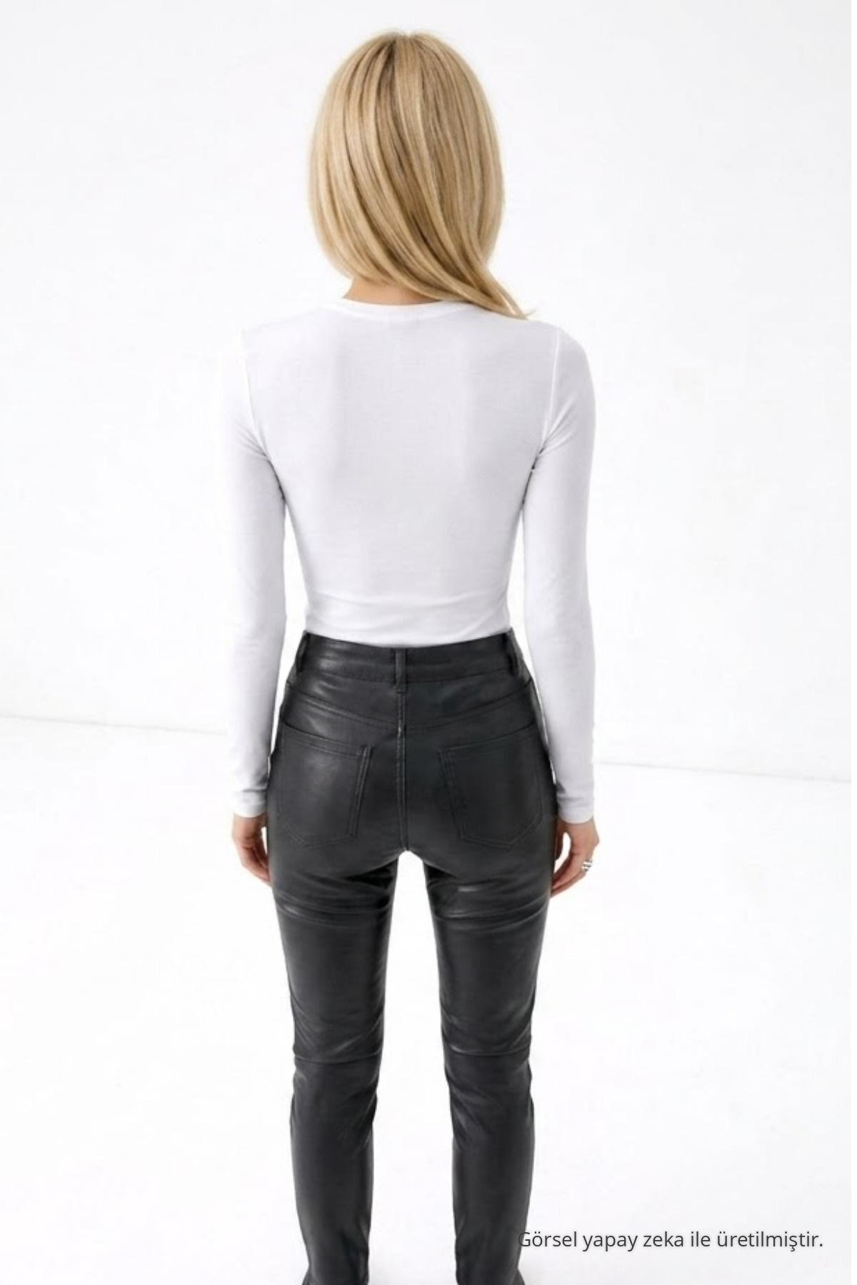 Kadın Günlük Fashion Dar Ekru Tişört 3