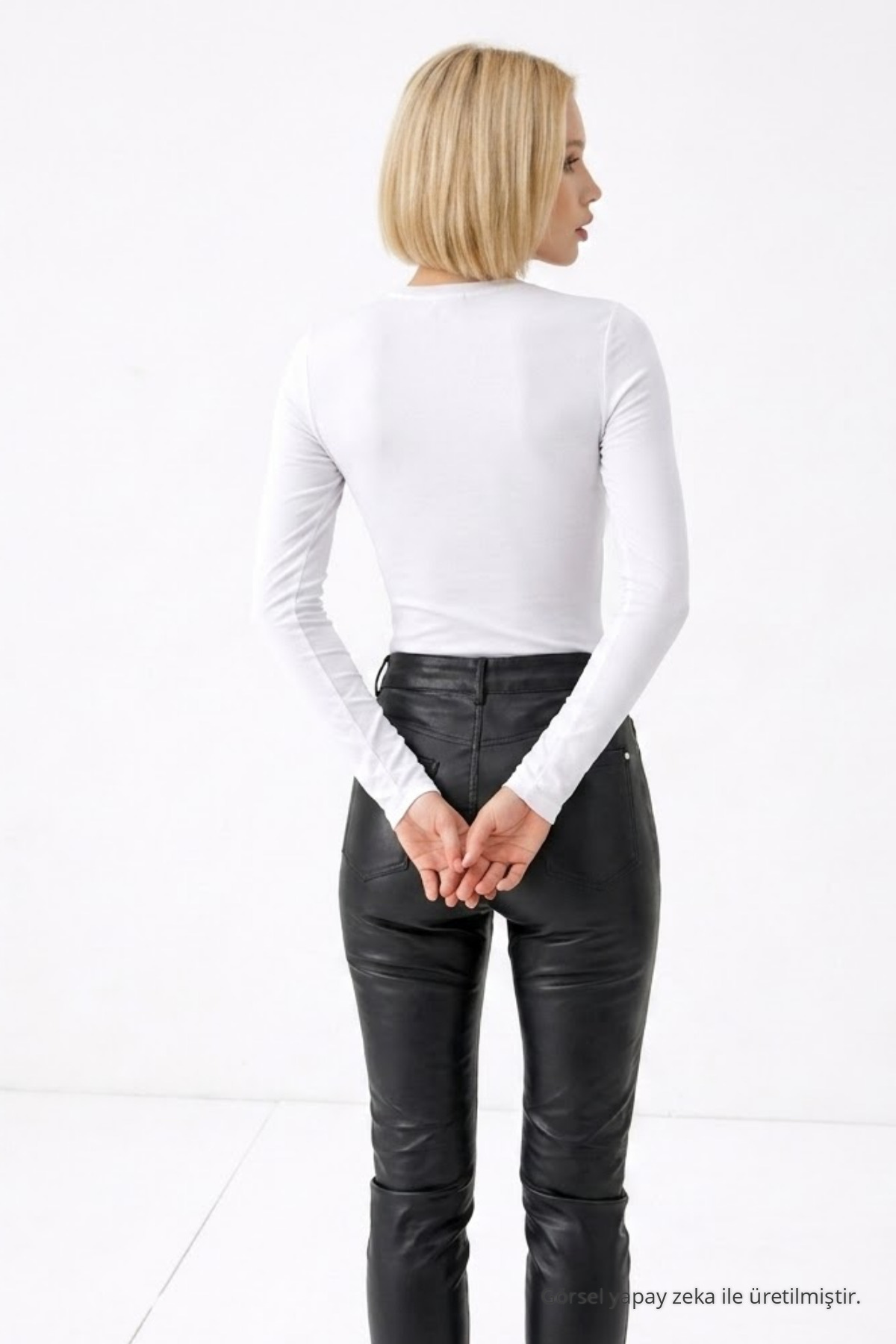 Kadın Günlük Fashion Dar Ekru Tişört 6