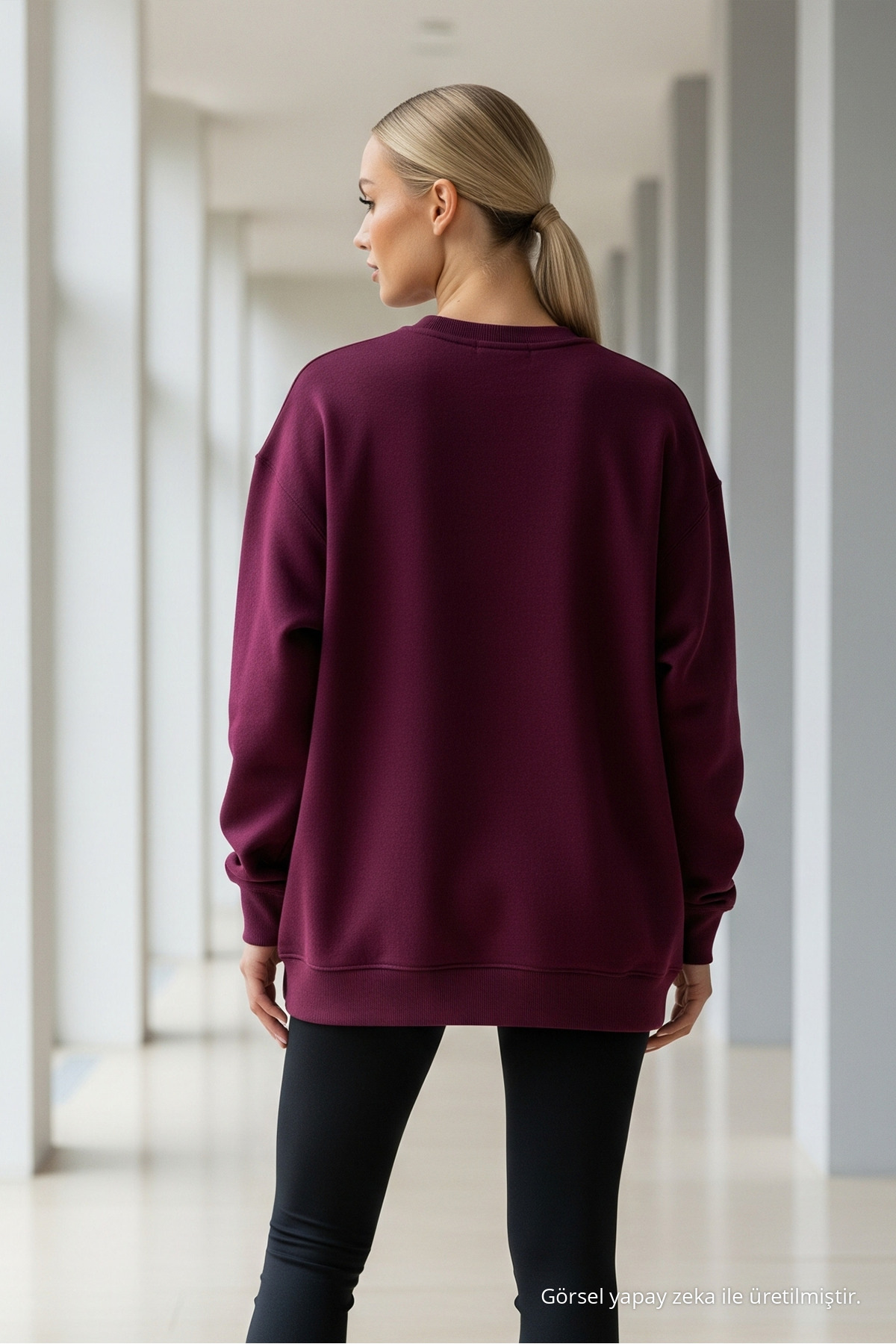 Kadın Premium Salaş Kışlık 3 Lü Sweatshirt BEYAZ 6